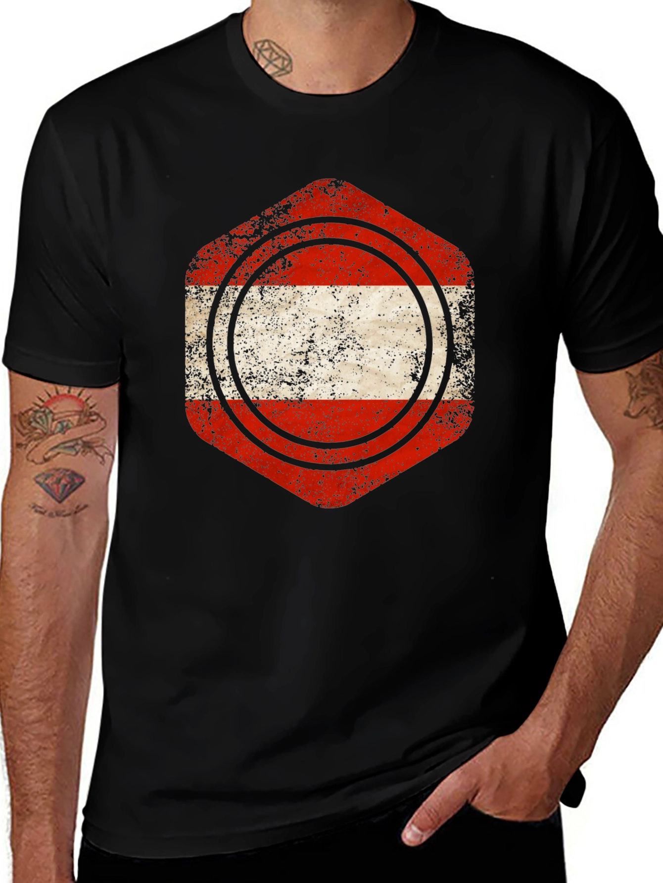 Austria Flag Distressed Graphic Tee
