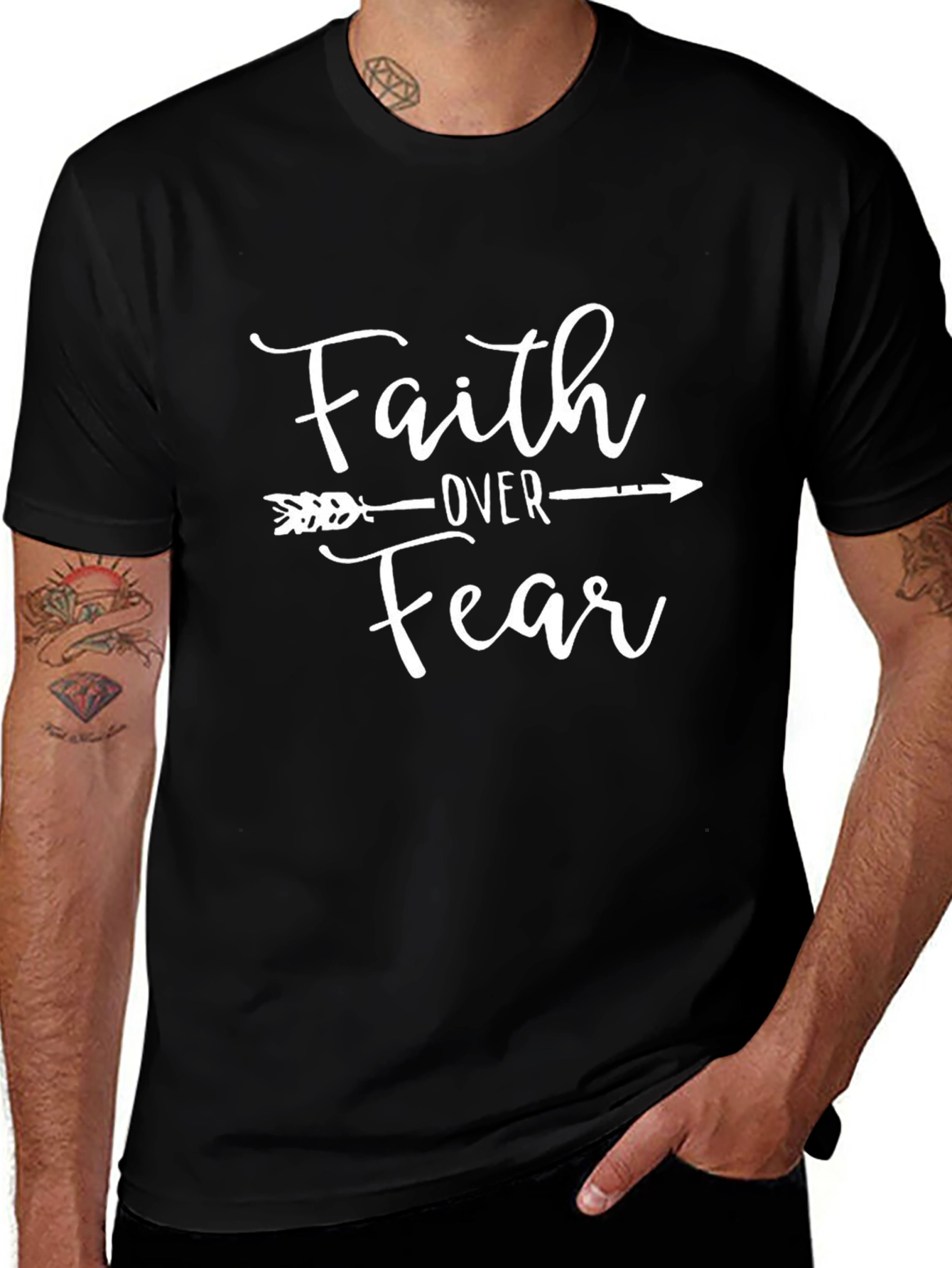 Faith Over Fear Graphic Tee - Black Cotton T-Shirt