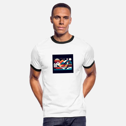 Vintage Geometric Mountain Scene