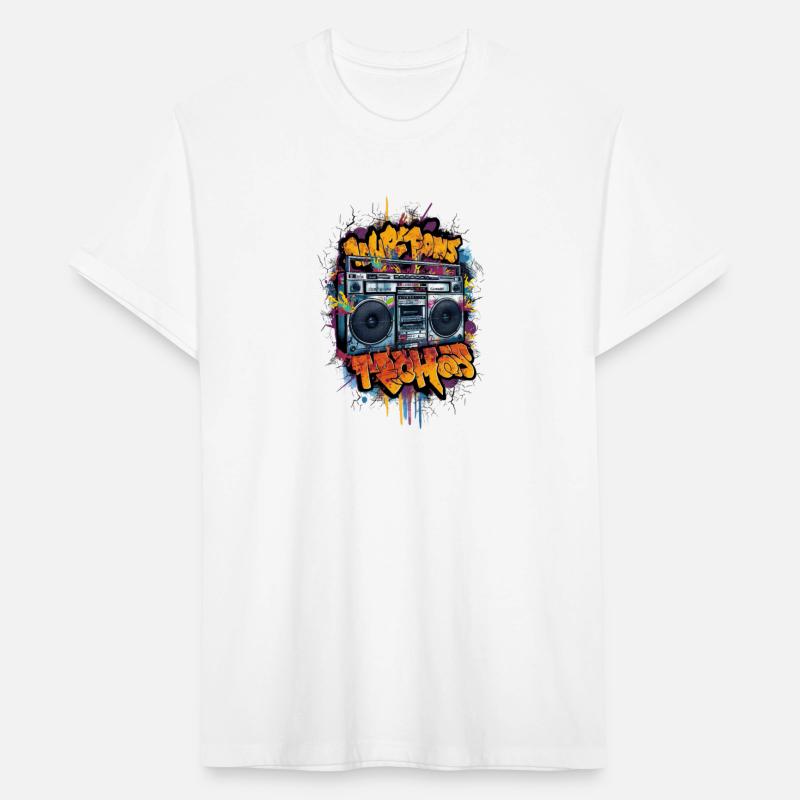 Vintage Hip Hop Rapper-Inspired Boombox Graffiti