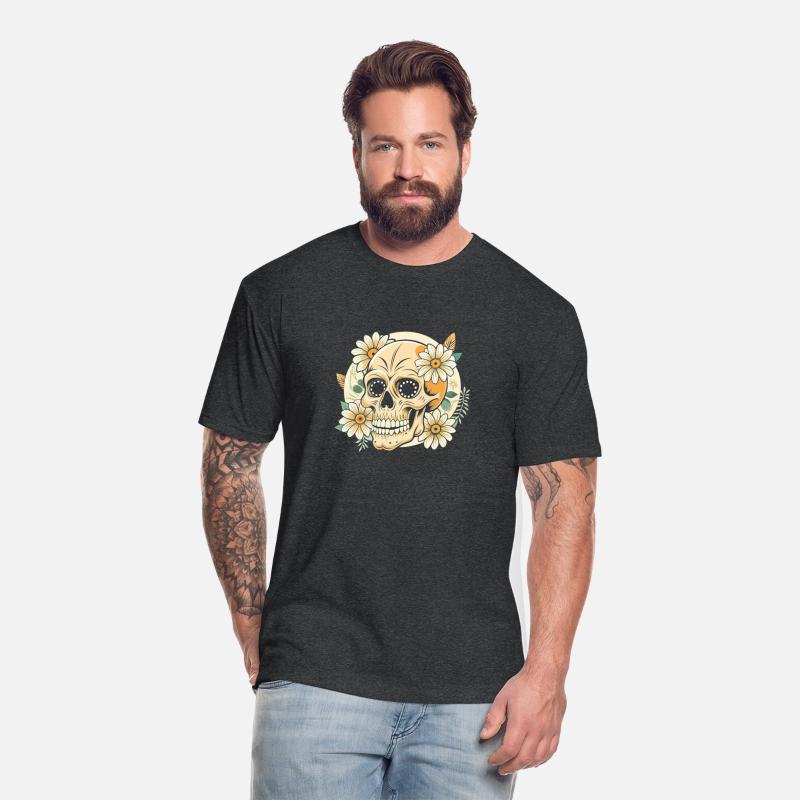 Vintage Retro Halloween Sugar Skull with floral