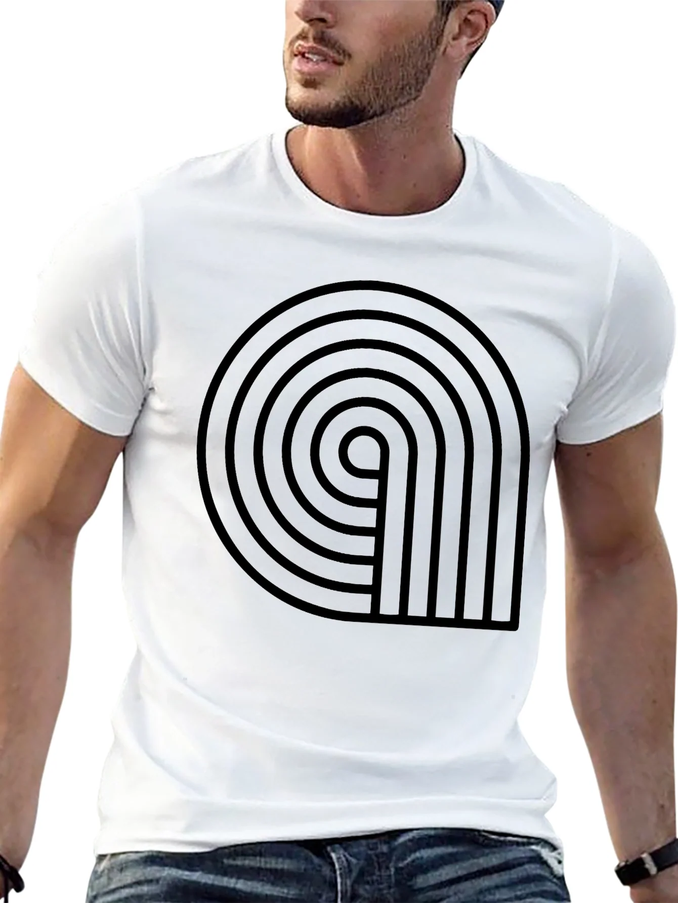 Retro Black Graphic Tee - Stylish Geometric Design