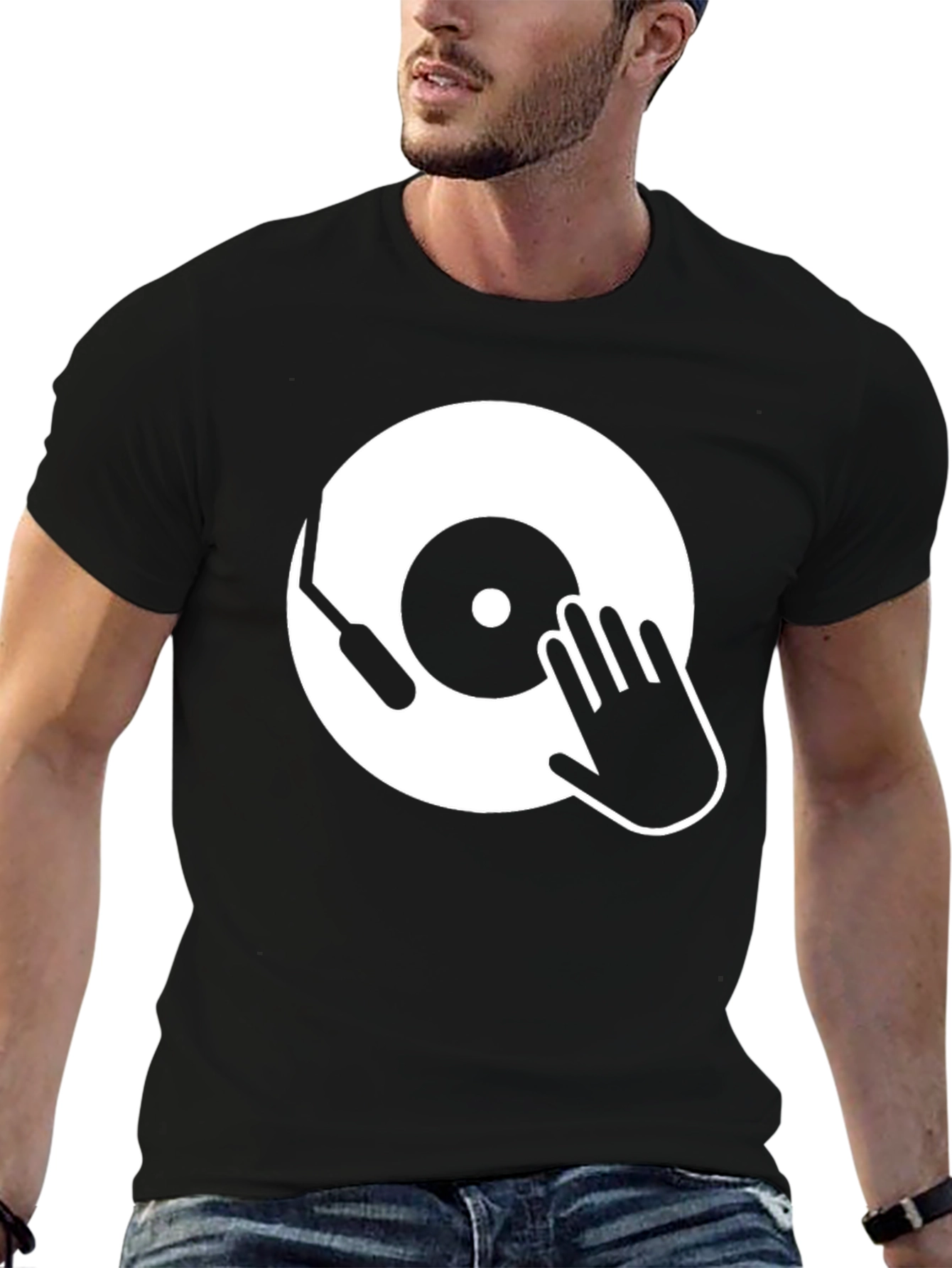 DJ Turntable Graphic T-Shirt - Black Cotton Tee