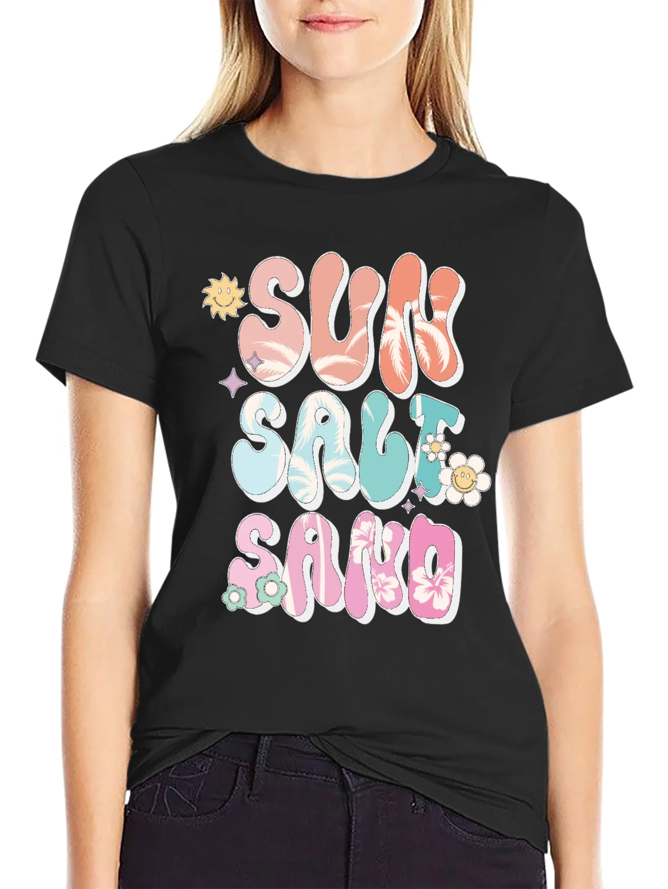 Sun Salt Sand Graphic Tee - Relaxed Vacation Style