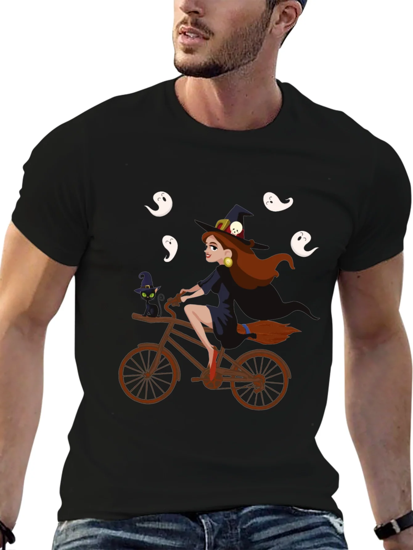 Witch on Bike Halloween T-Shirt