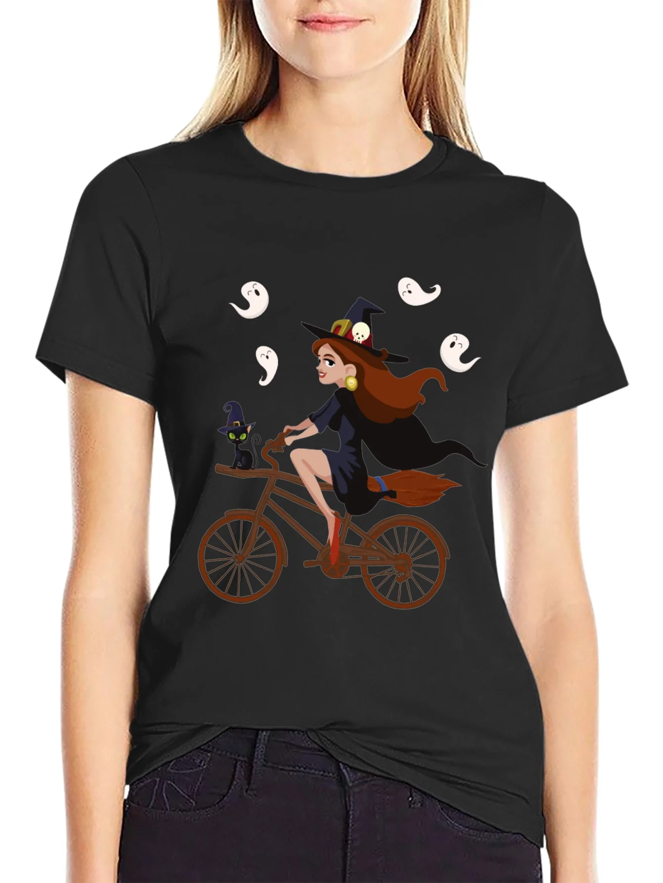 Witch on Bike Halloween T-Shirt