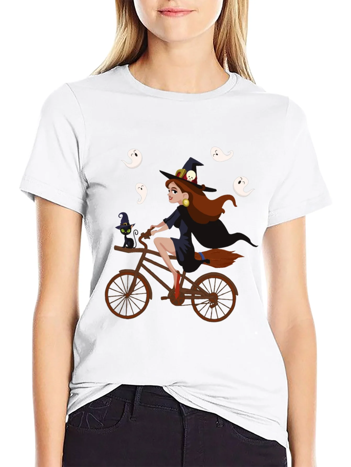 Witch on Bike Halloween T-Shirt