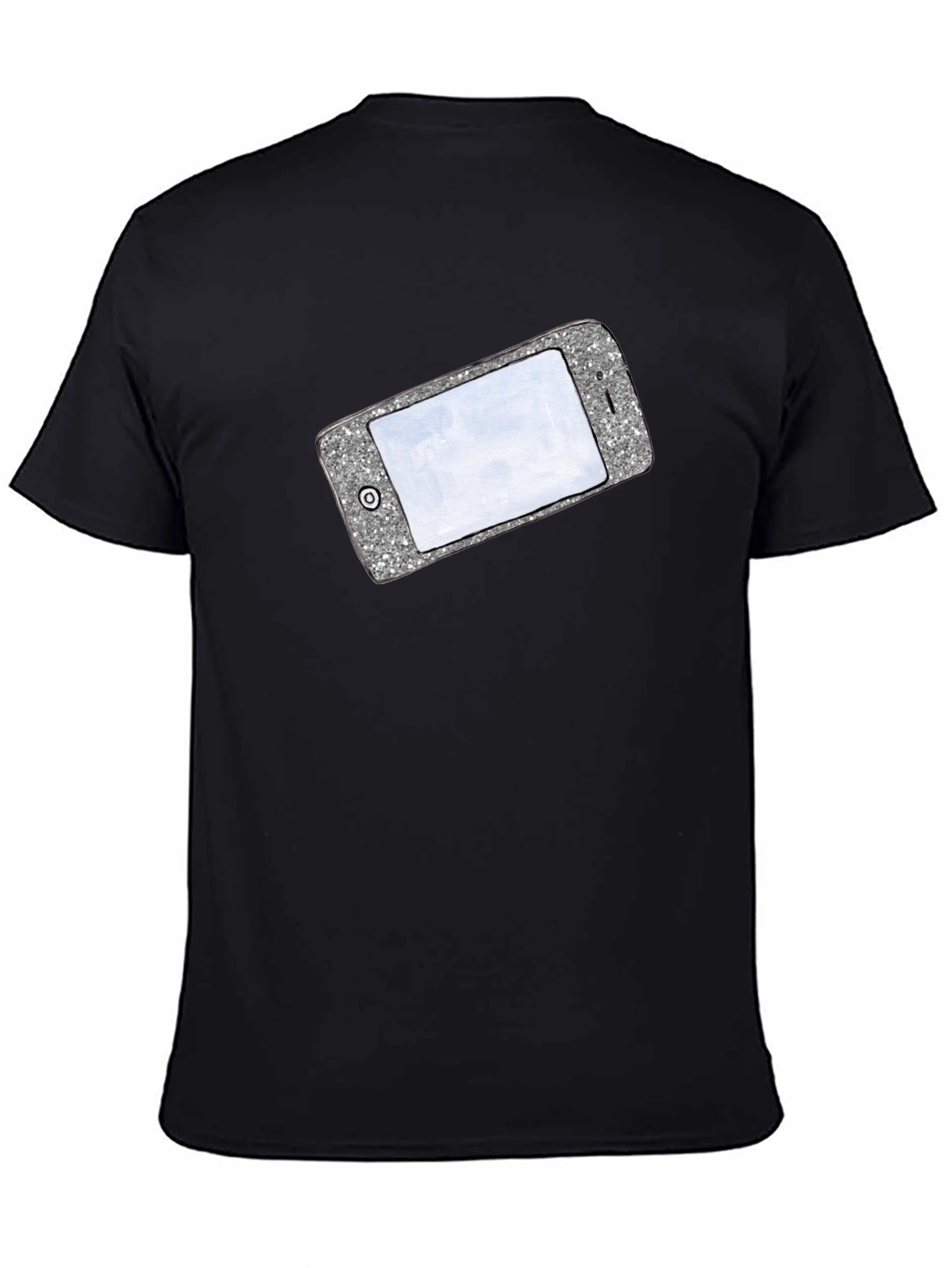 Glitter Phone Graphic T-Shirt - Stylish Novelty Tee