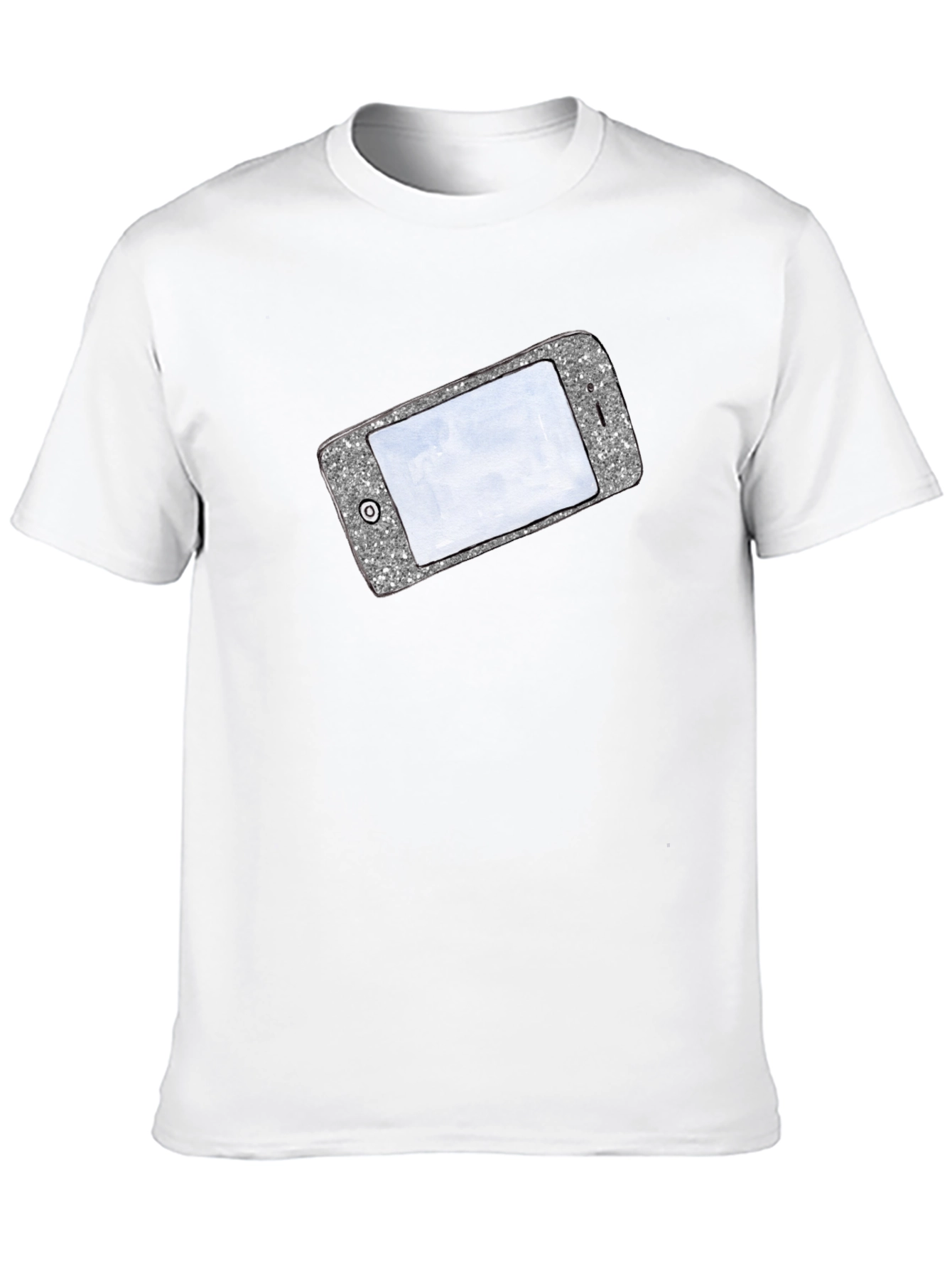Glitter Phone Graphic T-Shirt - Stylish Novelty Tee