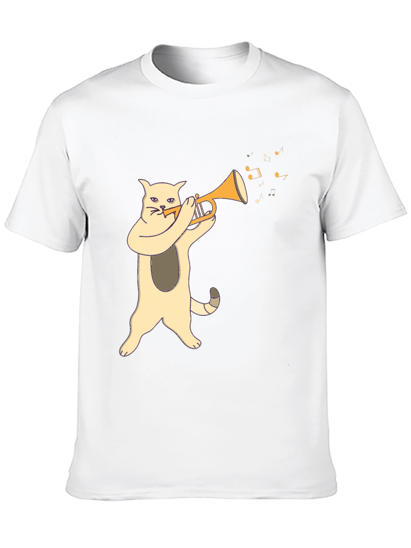 Cat Playing Trumpet Graphic Tee - Black