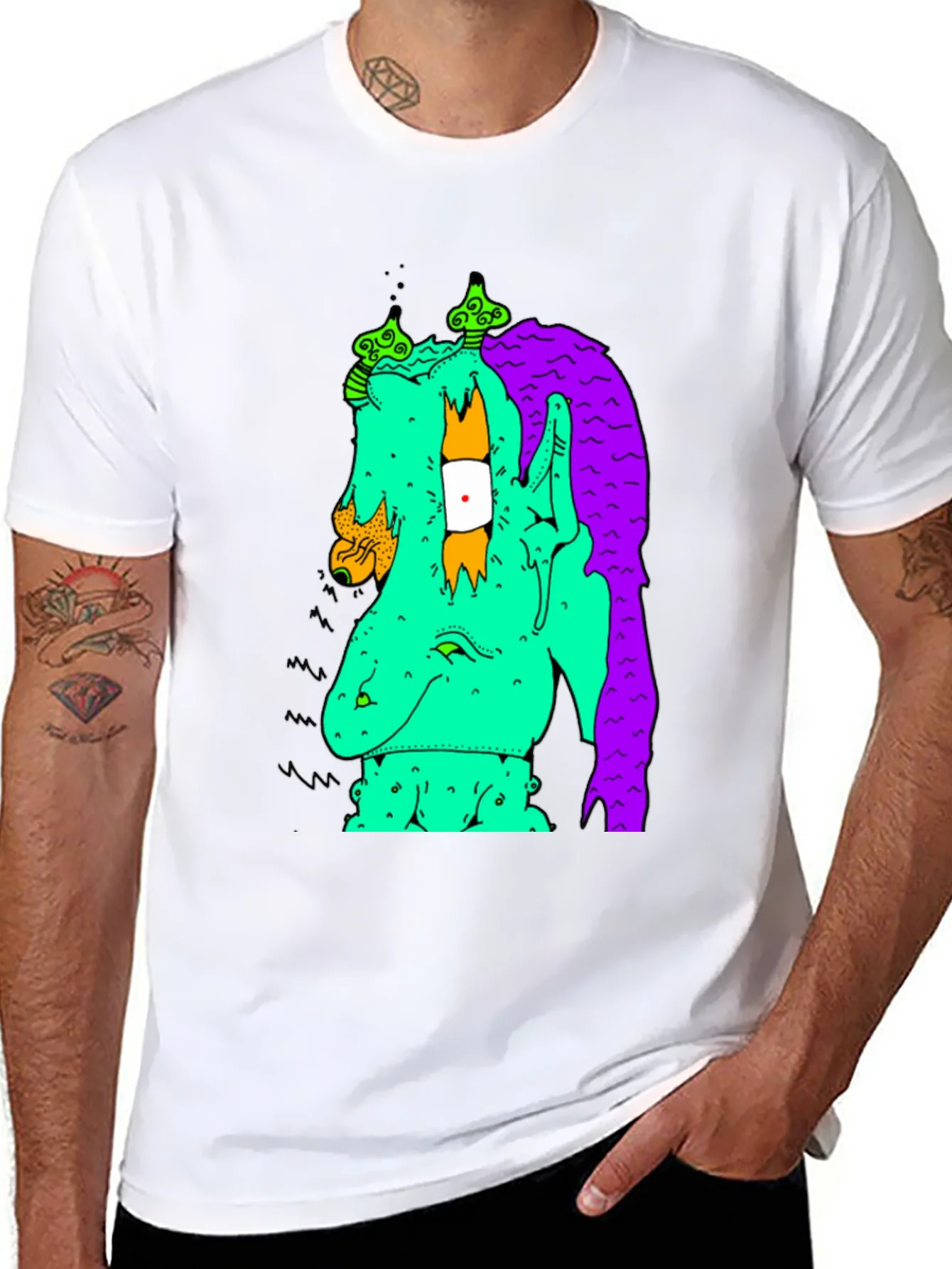 Graphic Print Tee - Funky Monster Design