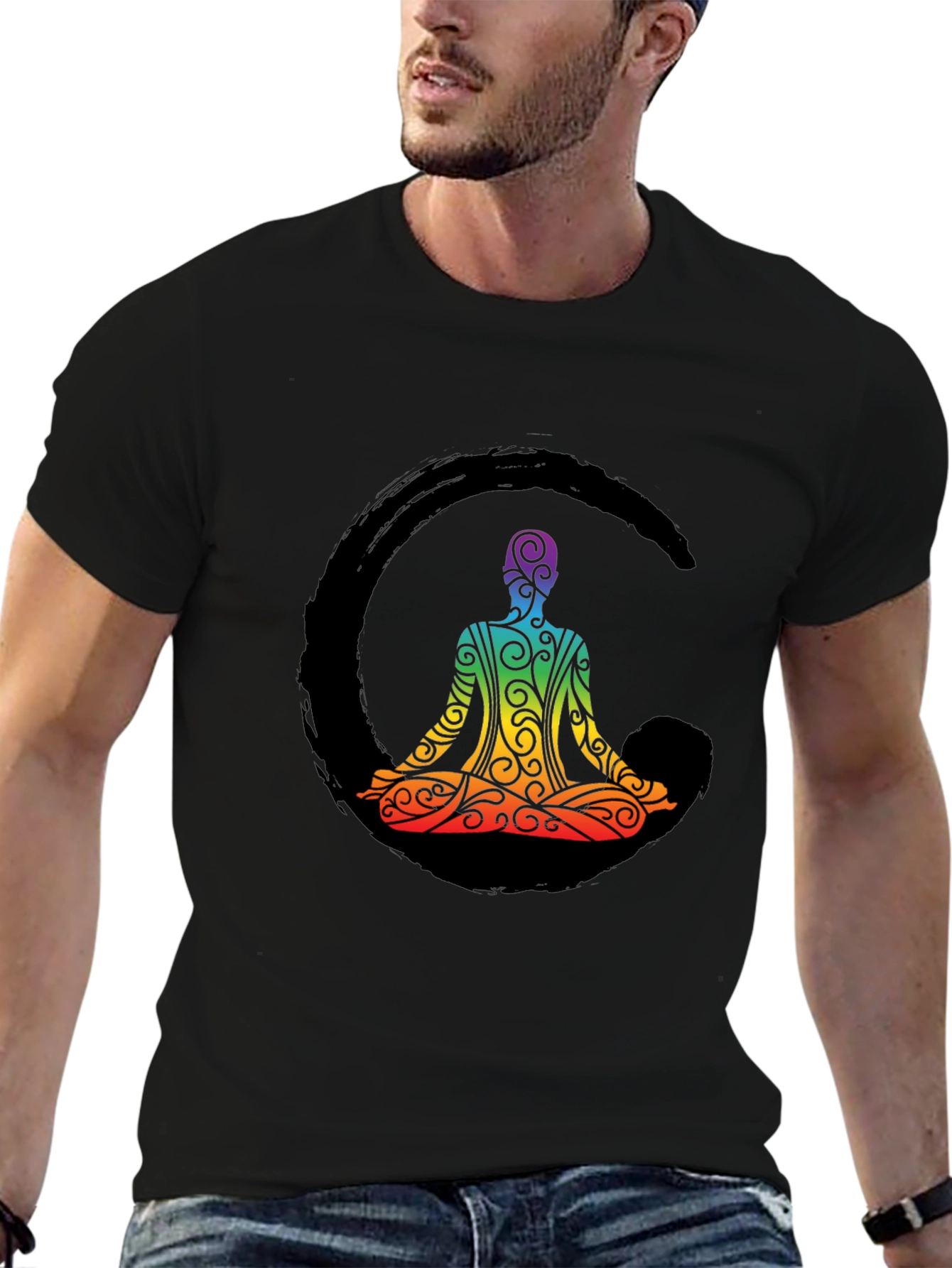 Zen Meditation Rainbow Graphic Tee