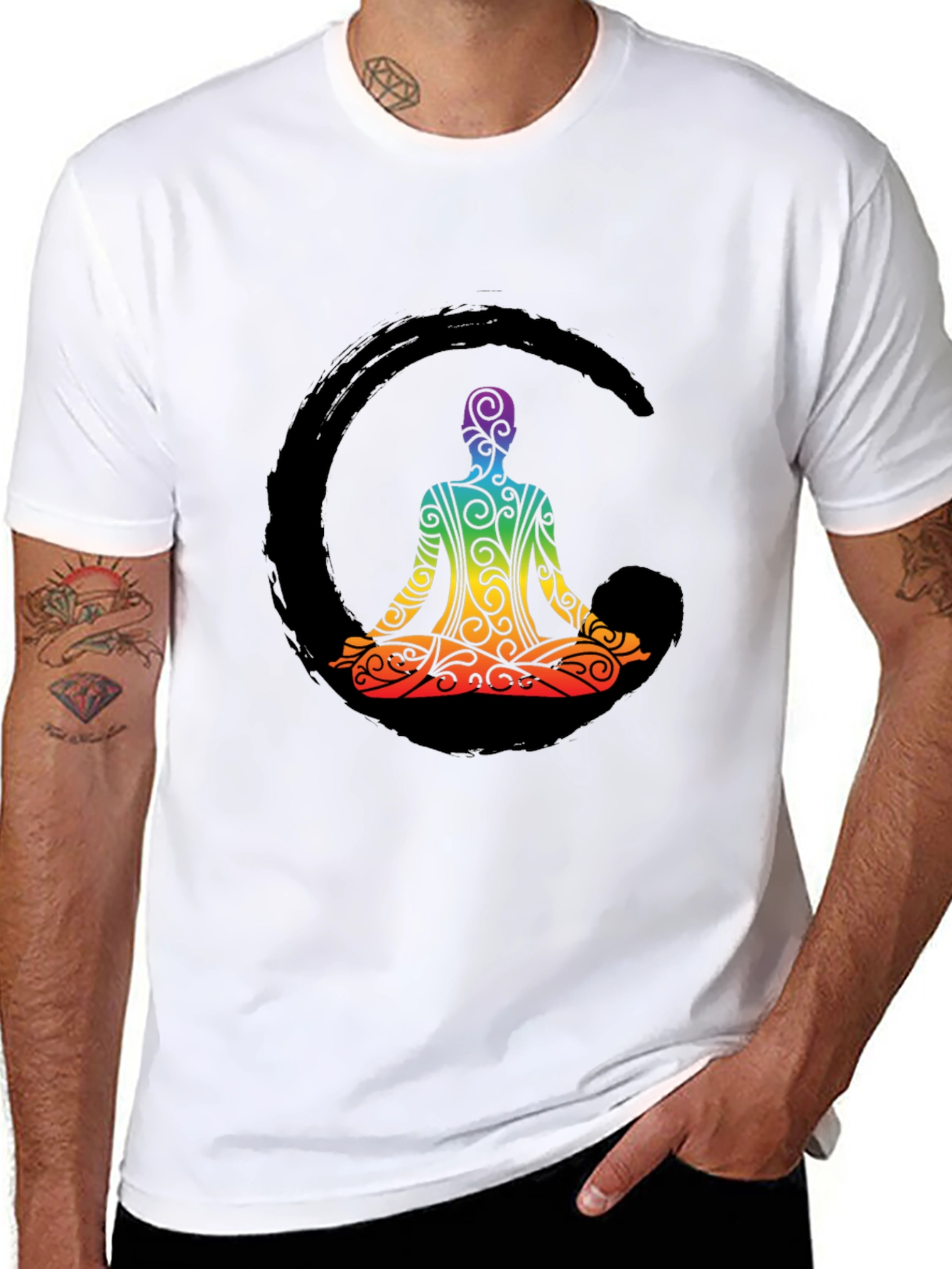 Zen Meditation Rainbow Graphic Tee