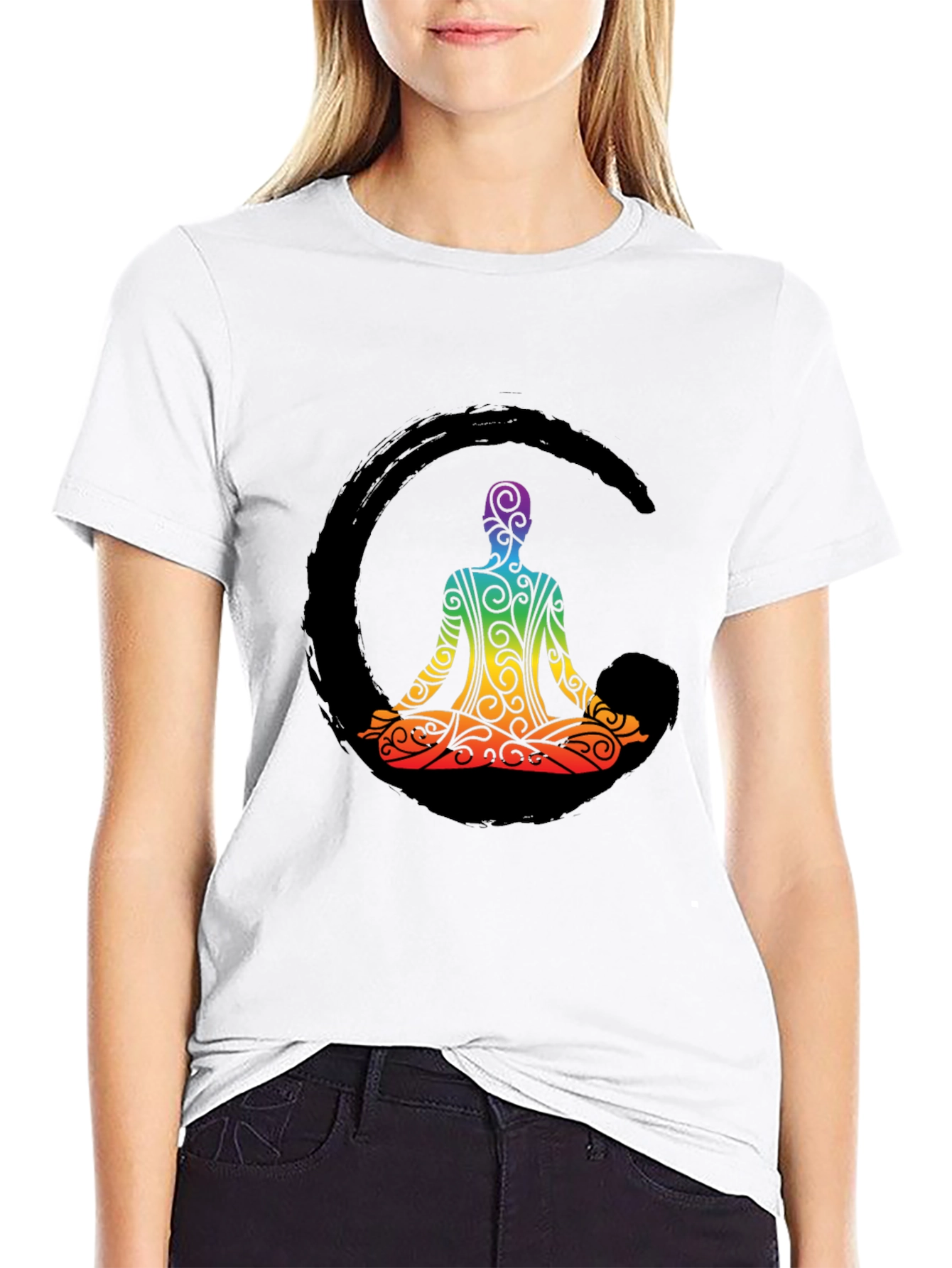 Zen Meditation Rainbow Graphic Tee
