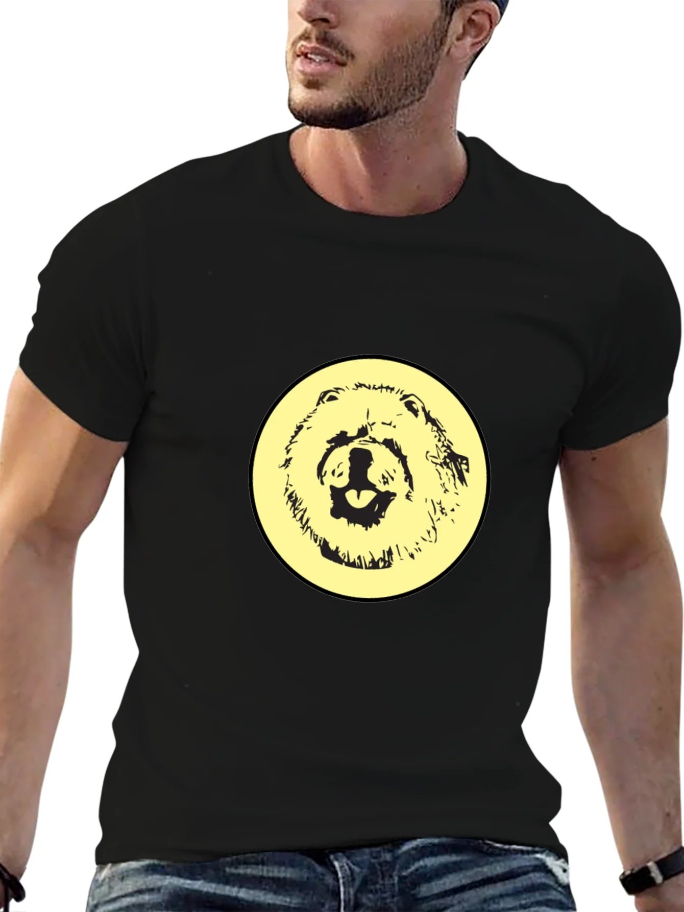 Black T-Shirt with Dog Design
