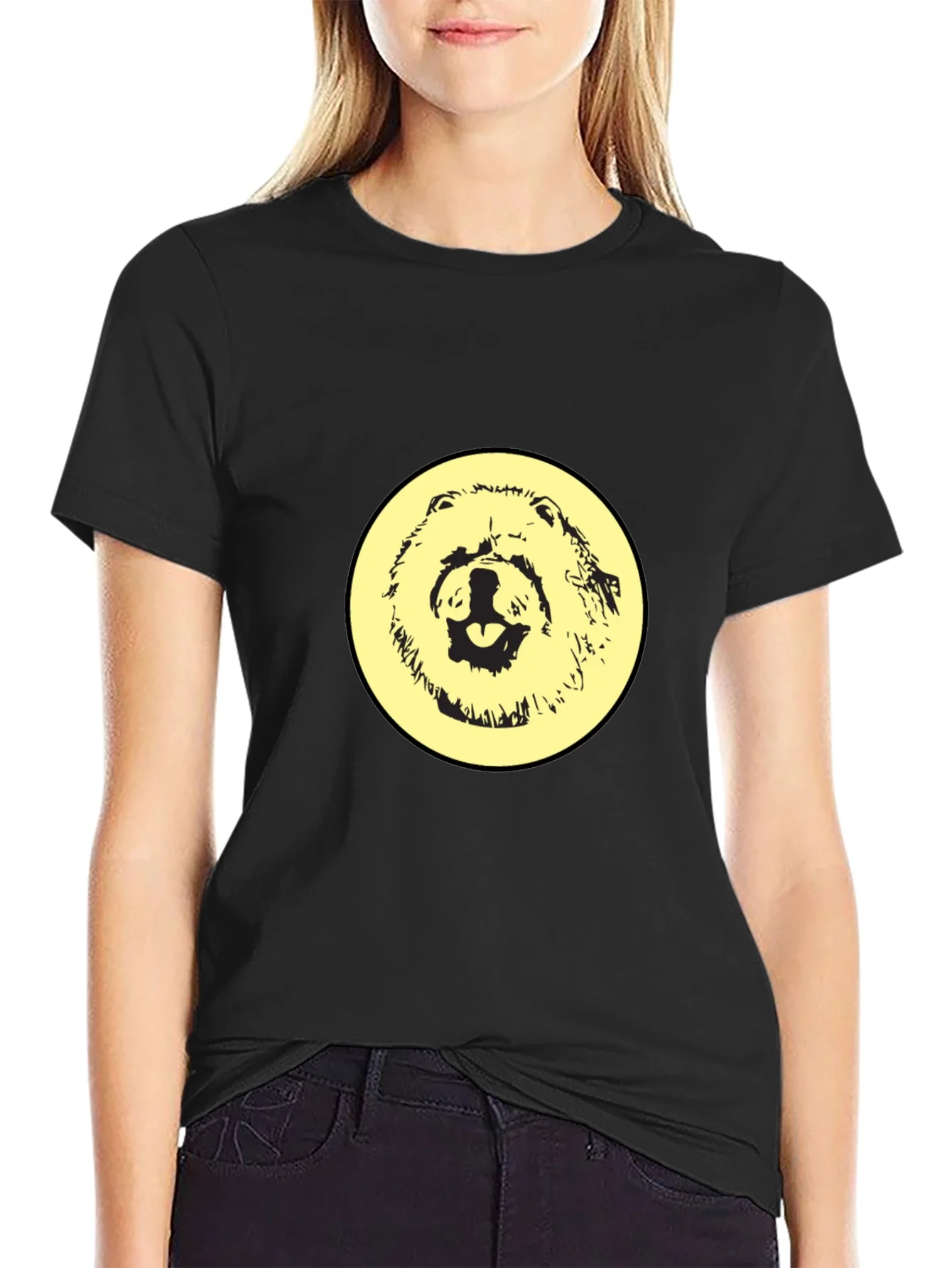 Black T-Shirt with Dog Design