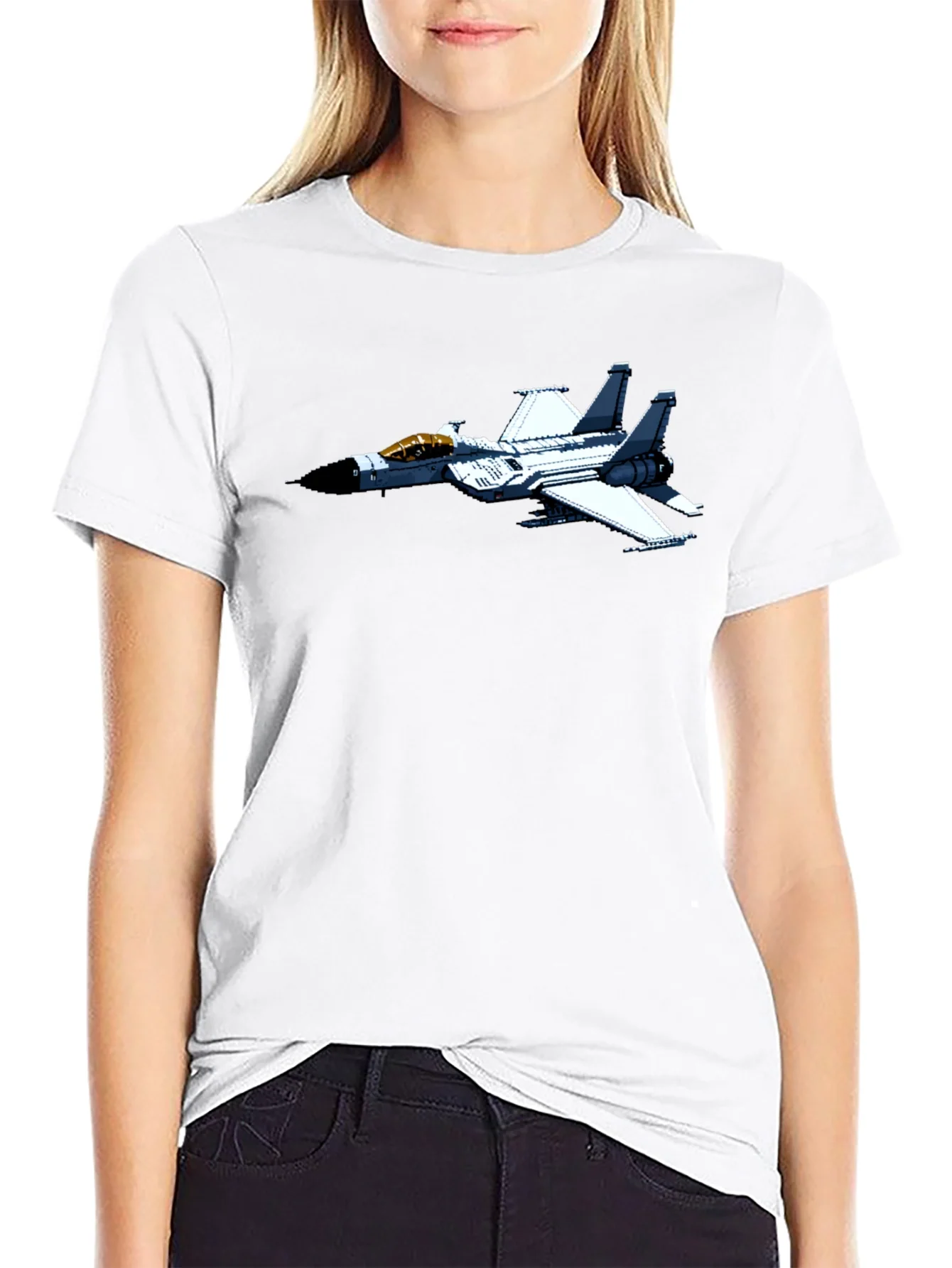 Jet Fighter Graphic Tee - Black Cotton Comfort