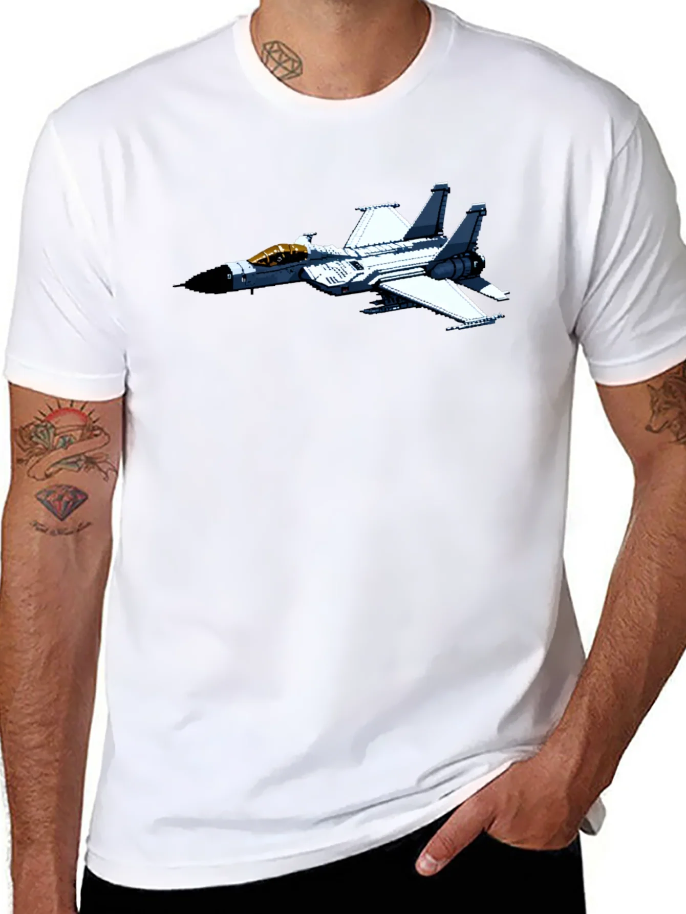 Jet Fighter Graphic Tee - Black Cotton Comfort
