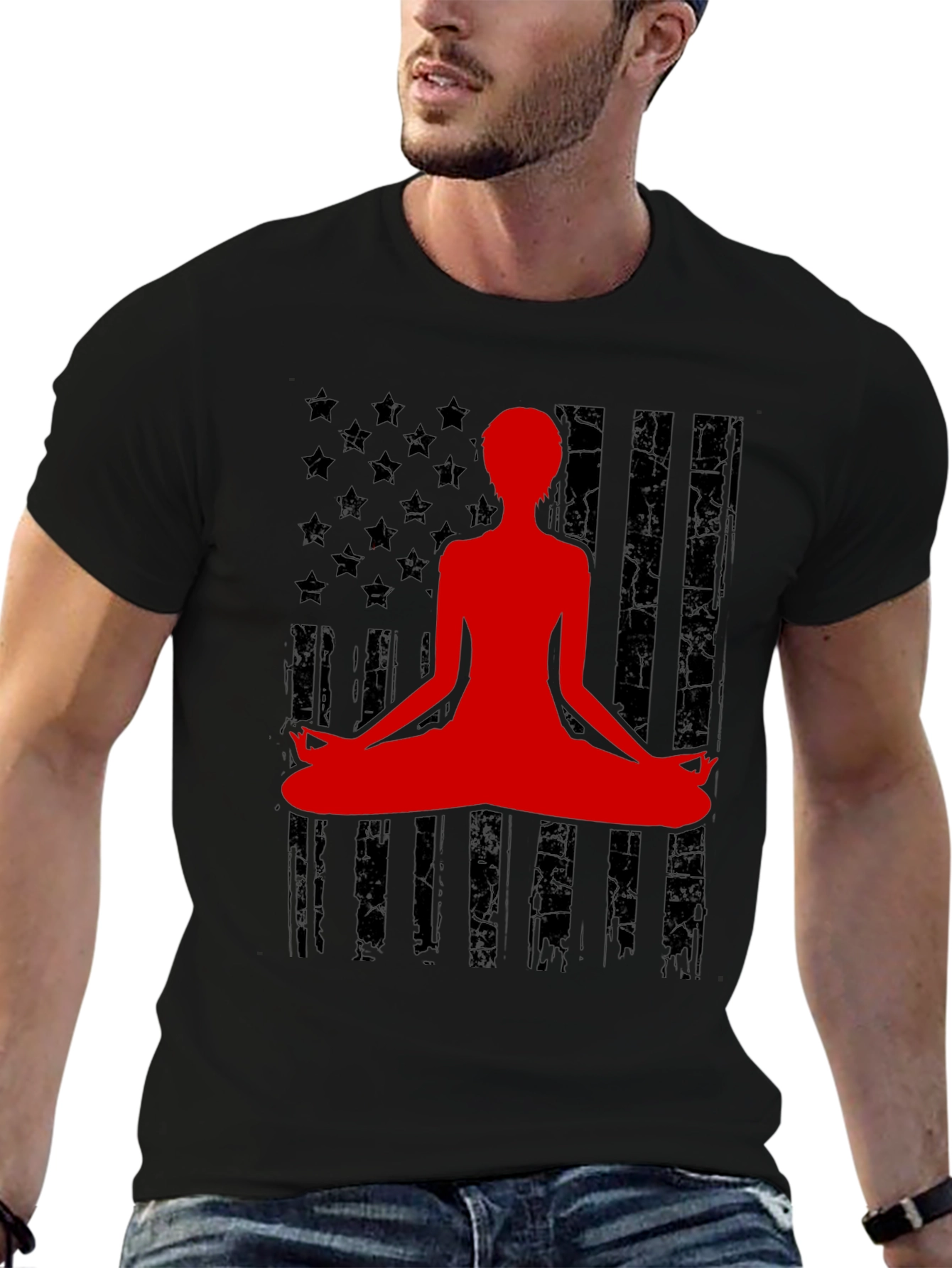 Yoga USA Flag Mens Graphic Tee - Black