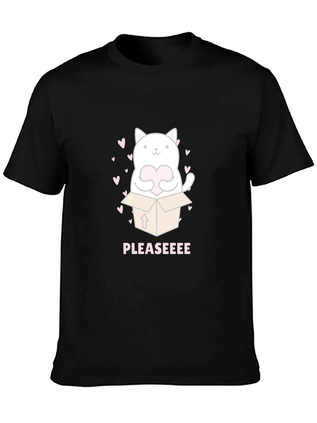 Cute Cat in Box Graphic Tee - Pleaseeee