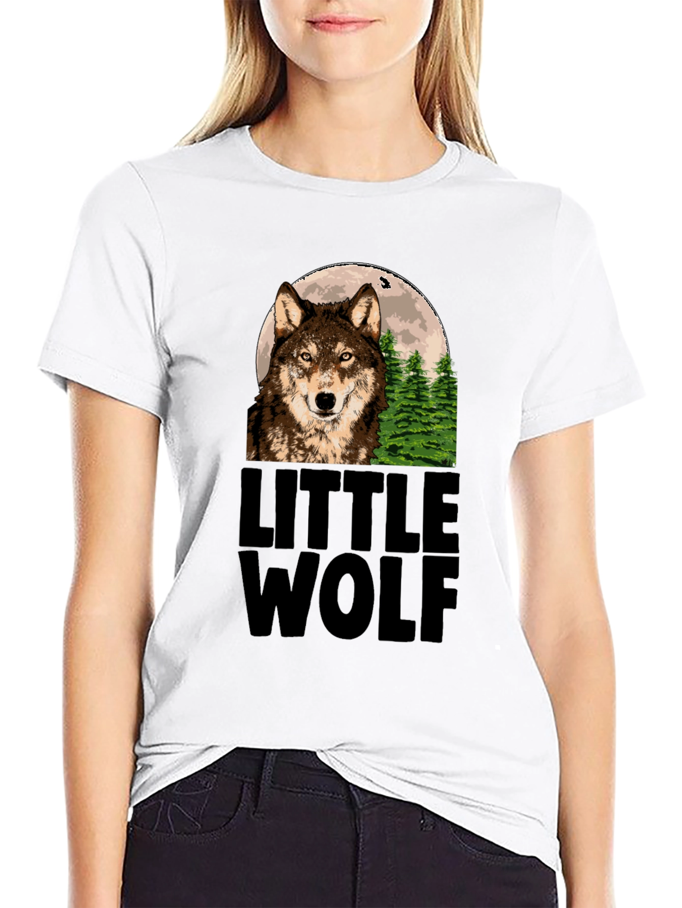 Little Wolf Graphic Print Tee - Mens Black T-Shirt