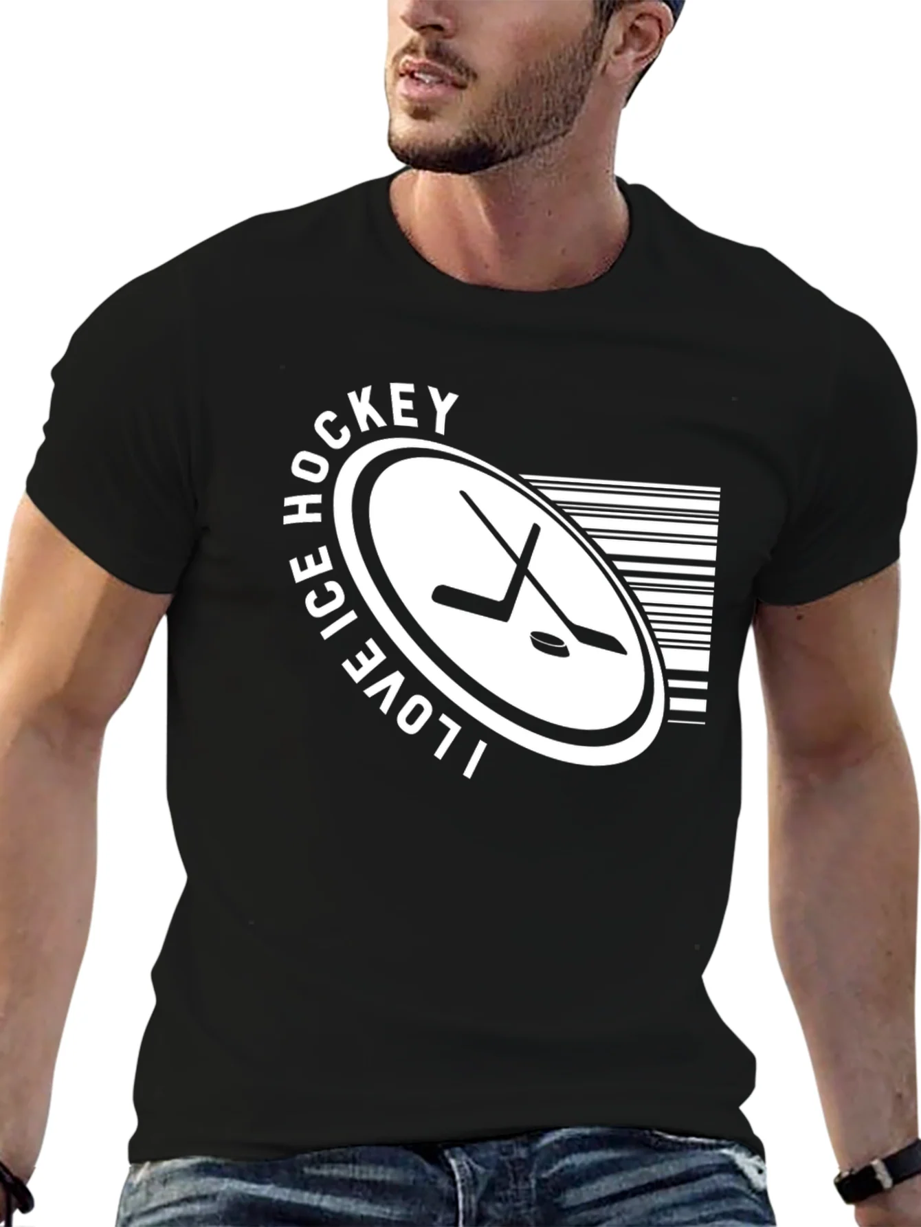 I Love Ice Hockey Black T-Shirt