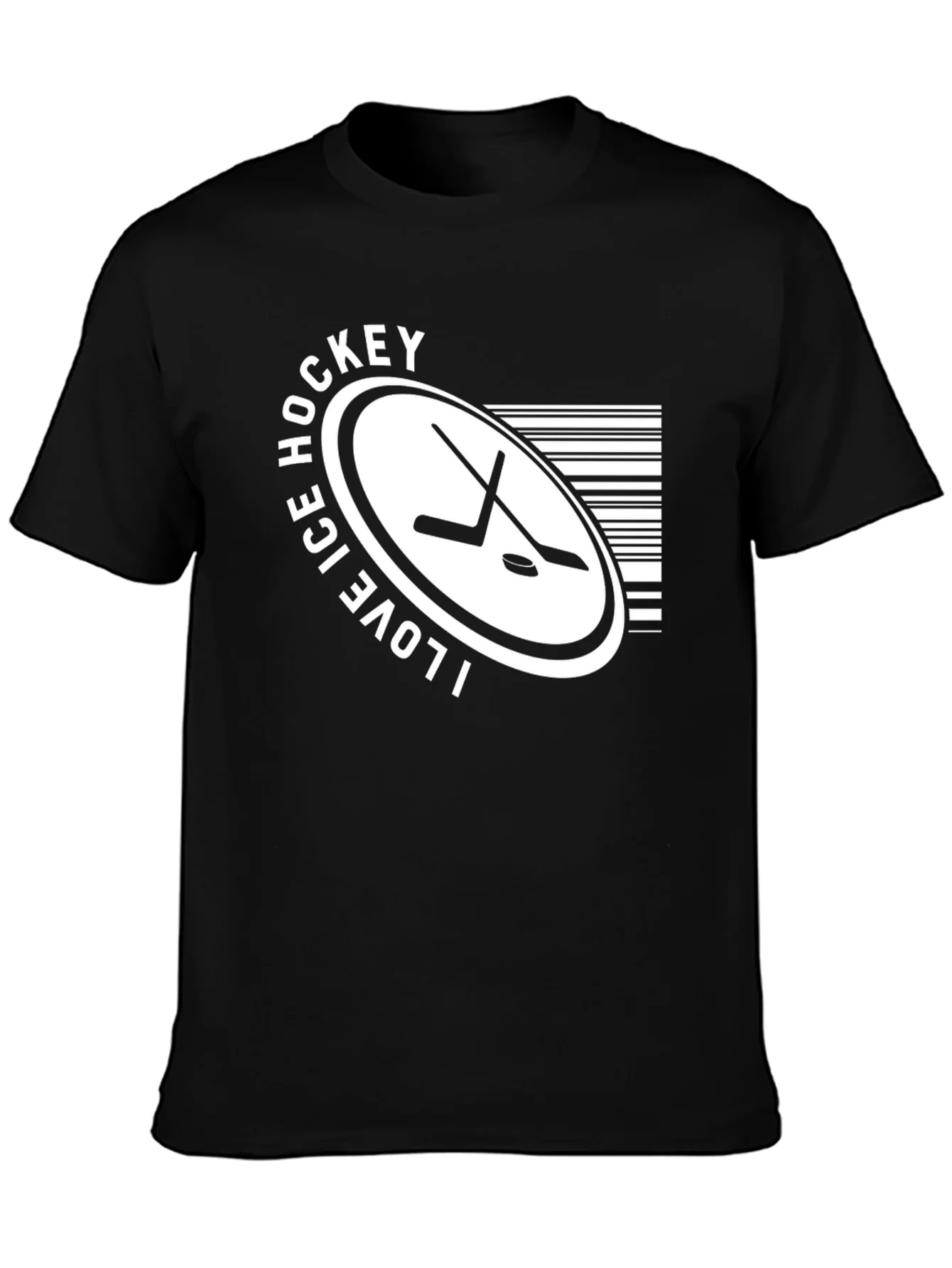I Love Ice Hockey Black T-Shirt