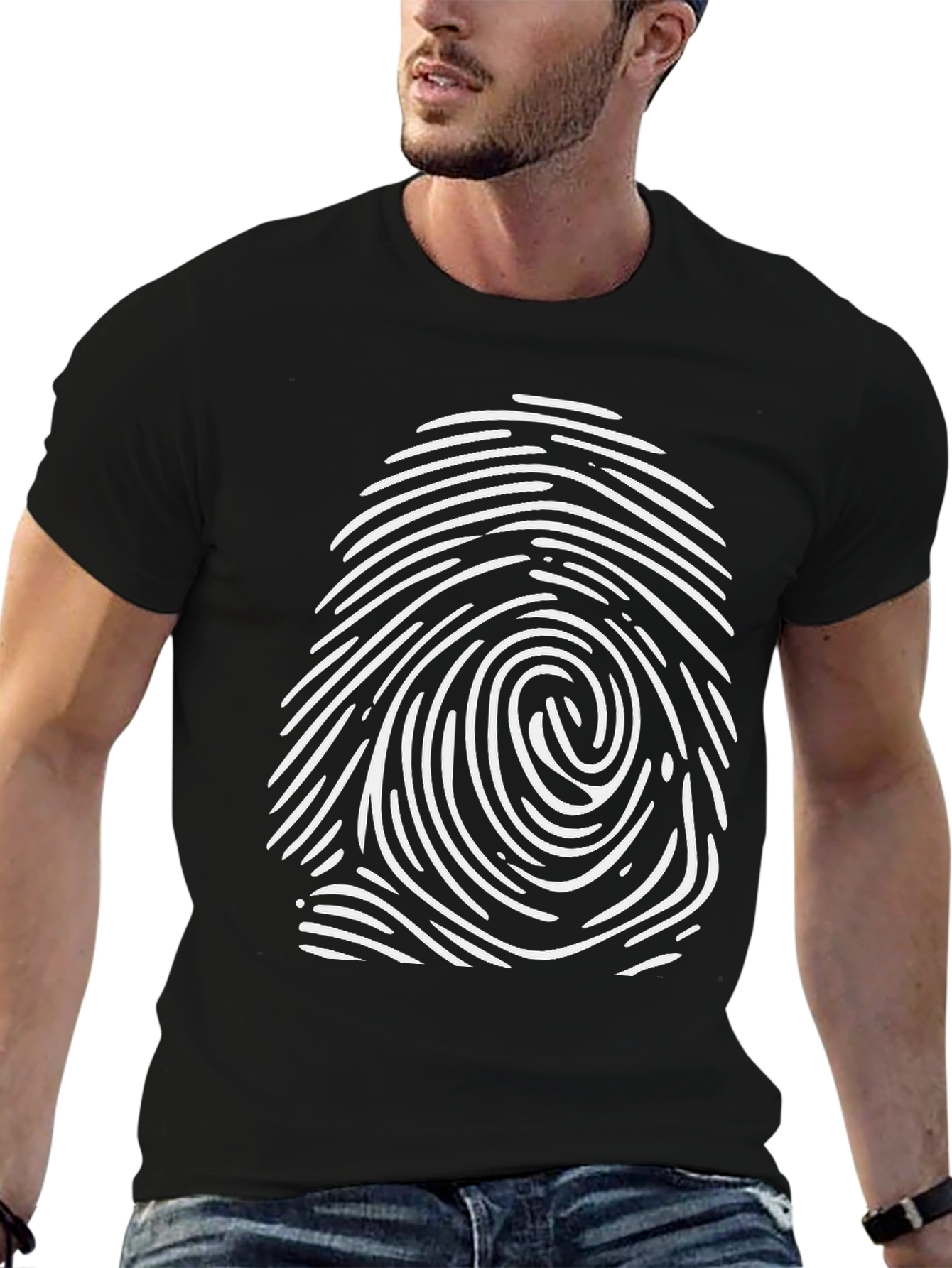 Fingerprint Graphic T-Shirt - Modern Casual Wear