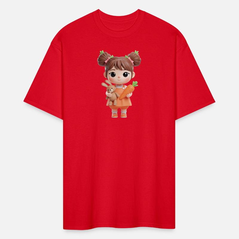Whimsical Childlike Girl with Bunny and Carrot