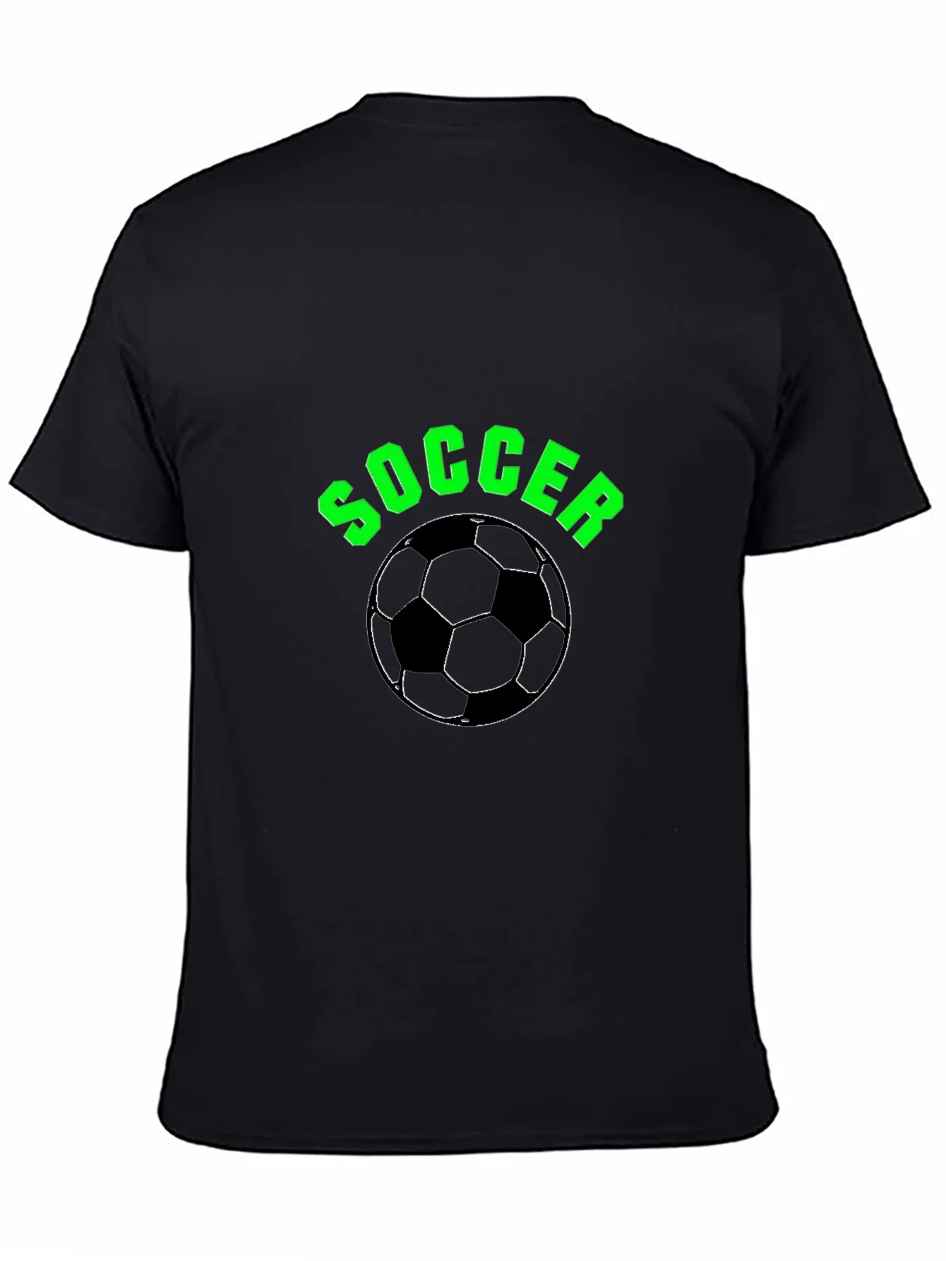 Soccer T-Shirt - Black with Green Text and Ball