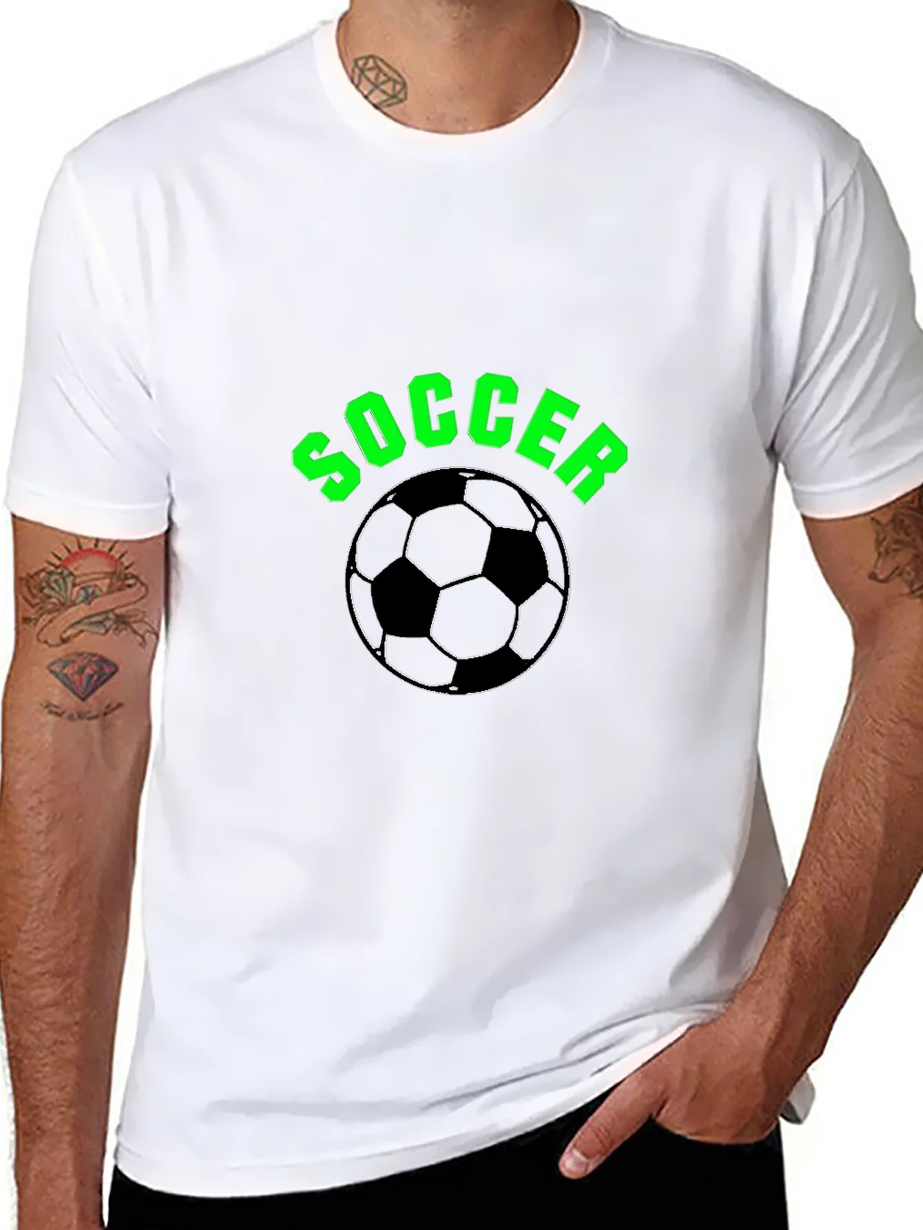 Soccer T-Shirt - Black with Green Text and Ball