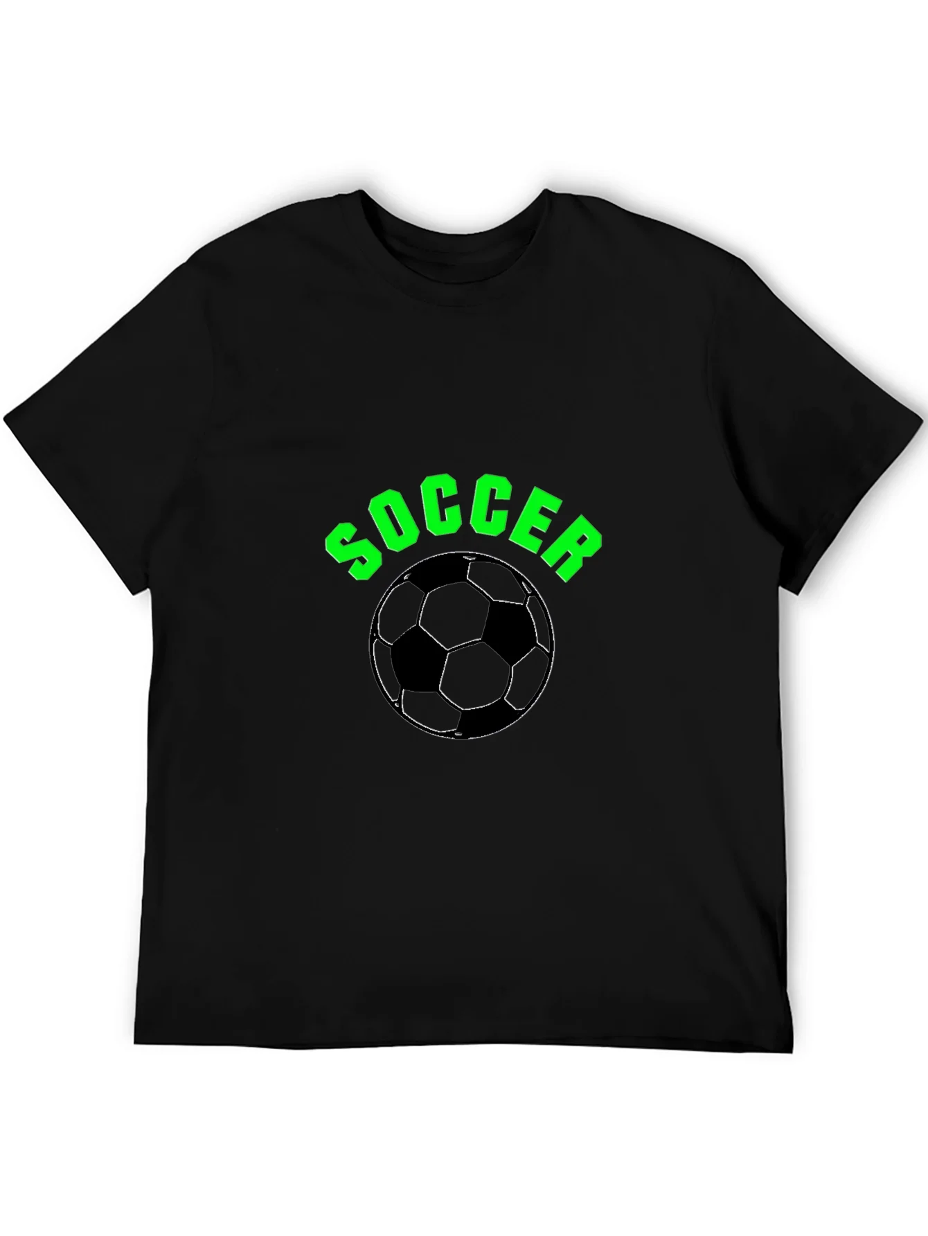 Soccer T-Shirt - Black with Green Text and Ball