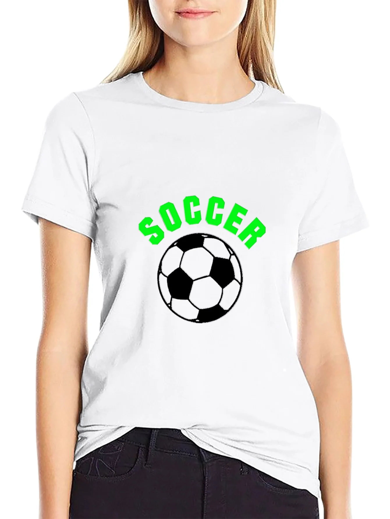 Soccer T-Shirt - Black with Green Text and Ball