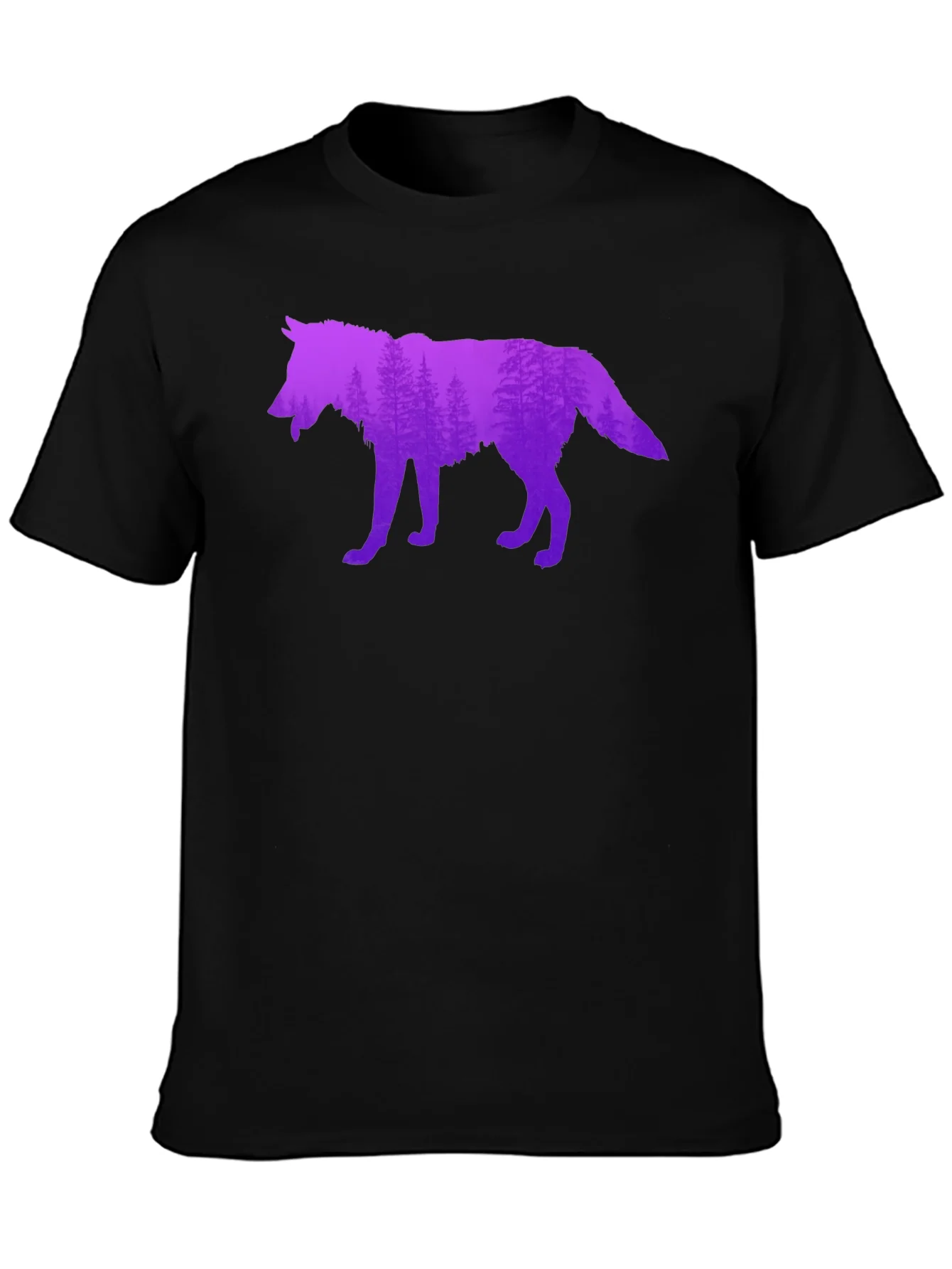 Wolf Silhouette Forest Graphic T-Shirt