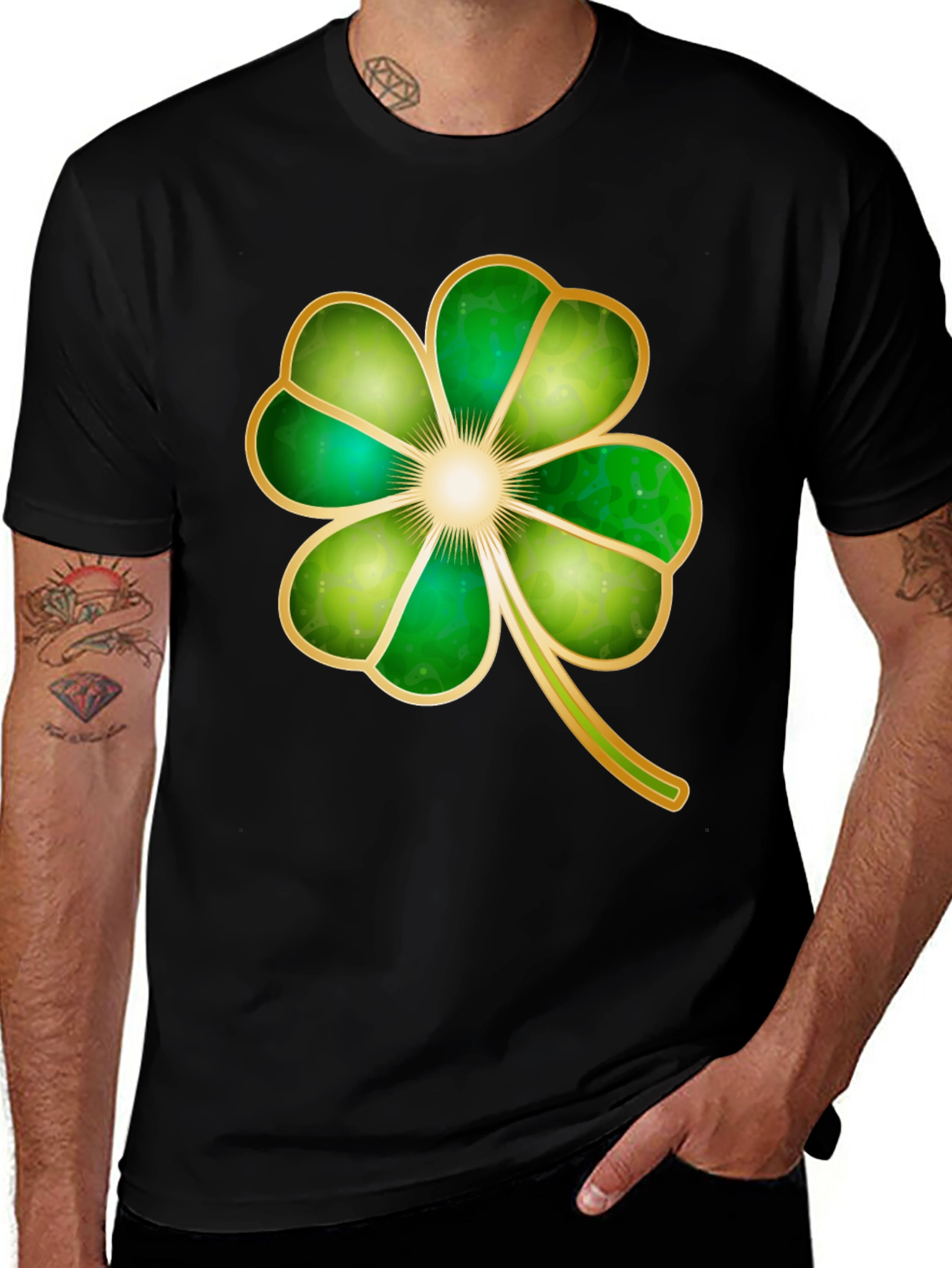 St. Patricks Day Four Leaf Clover Graphic T-Shirt