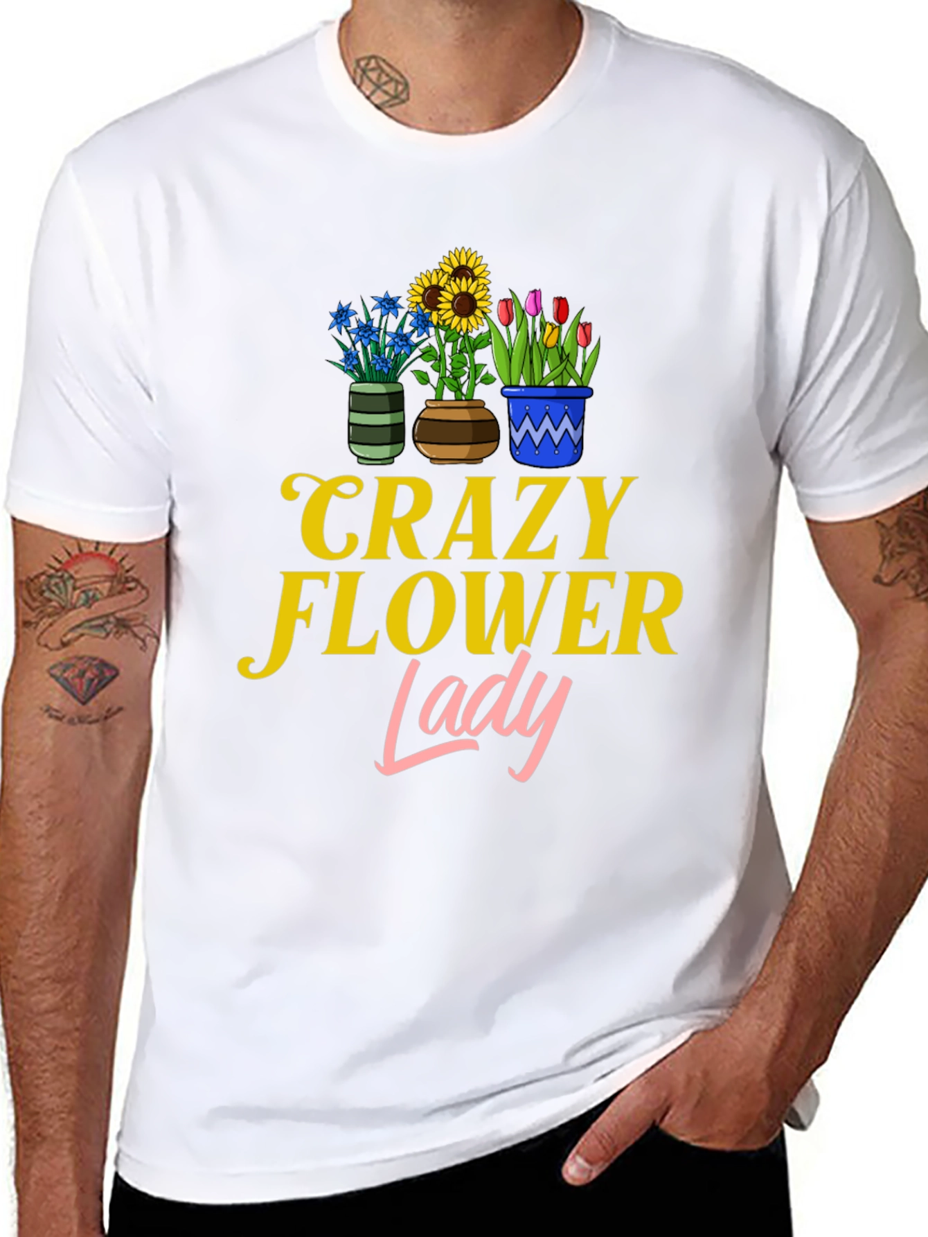 Crazy Flower Lady Graphic T-Shirt