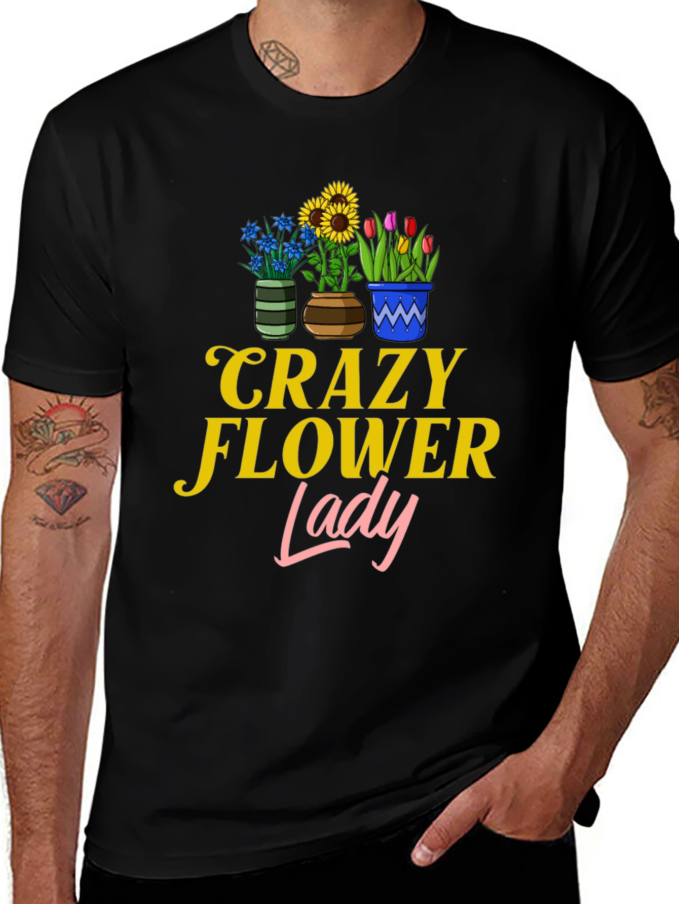 Crazy Flower Lady Graphic T-Shirt