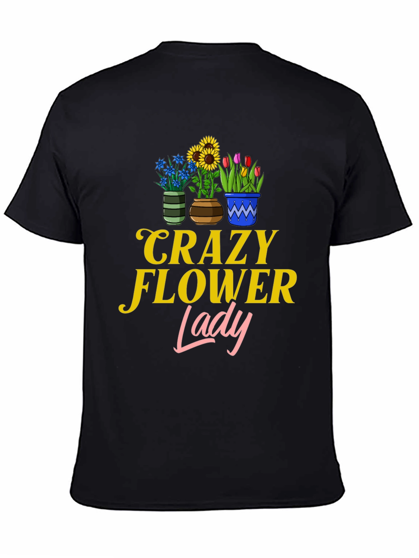 Crazy Flower Lady Graphic T-Shirt