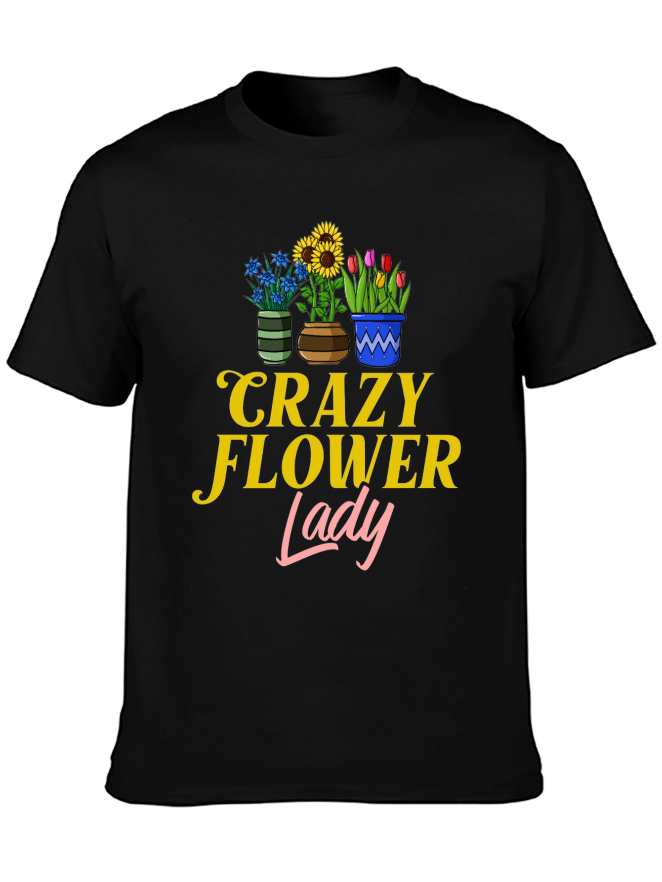 Crazy Flower Lady Graphic T-Shirt