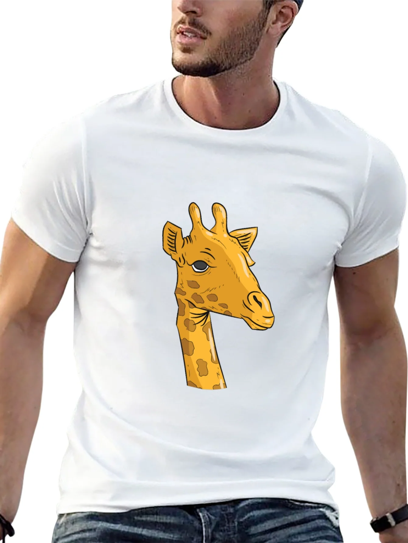 Giraffe Graphic Tee - Black Cotton T-Shirt