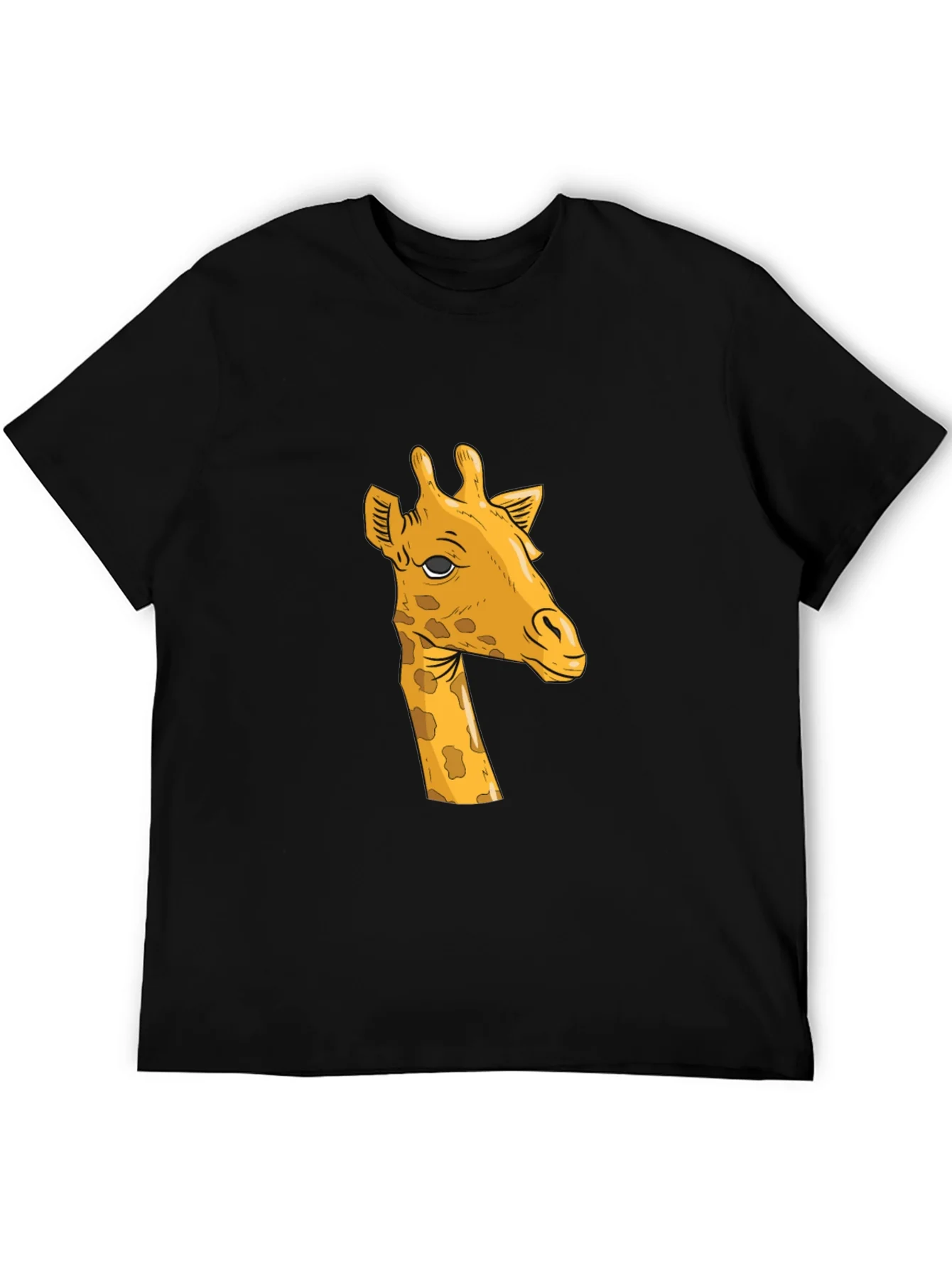 Giraffe Graphic Tee - Black Cotton T-Shirt