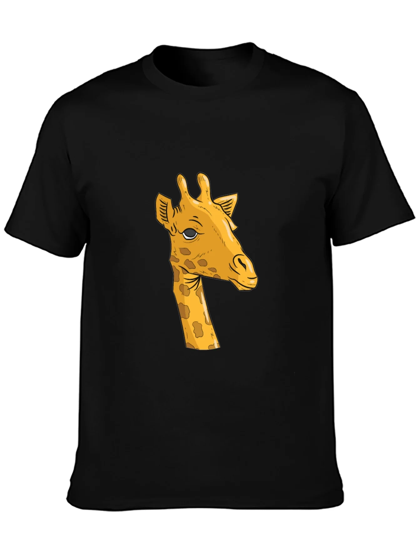 Giraffe Graphic Tee - Black Cotton T-Shirt