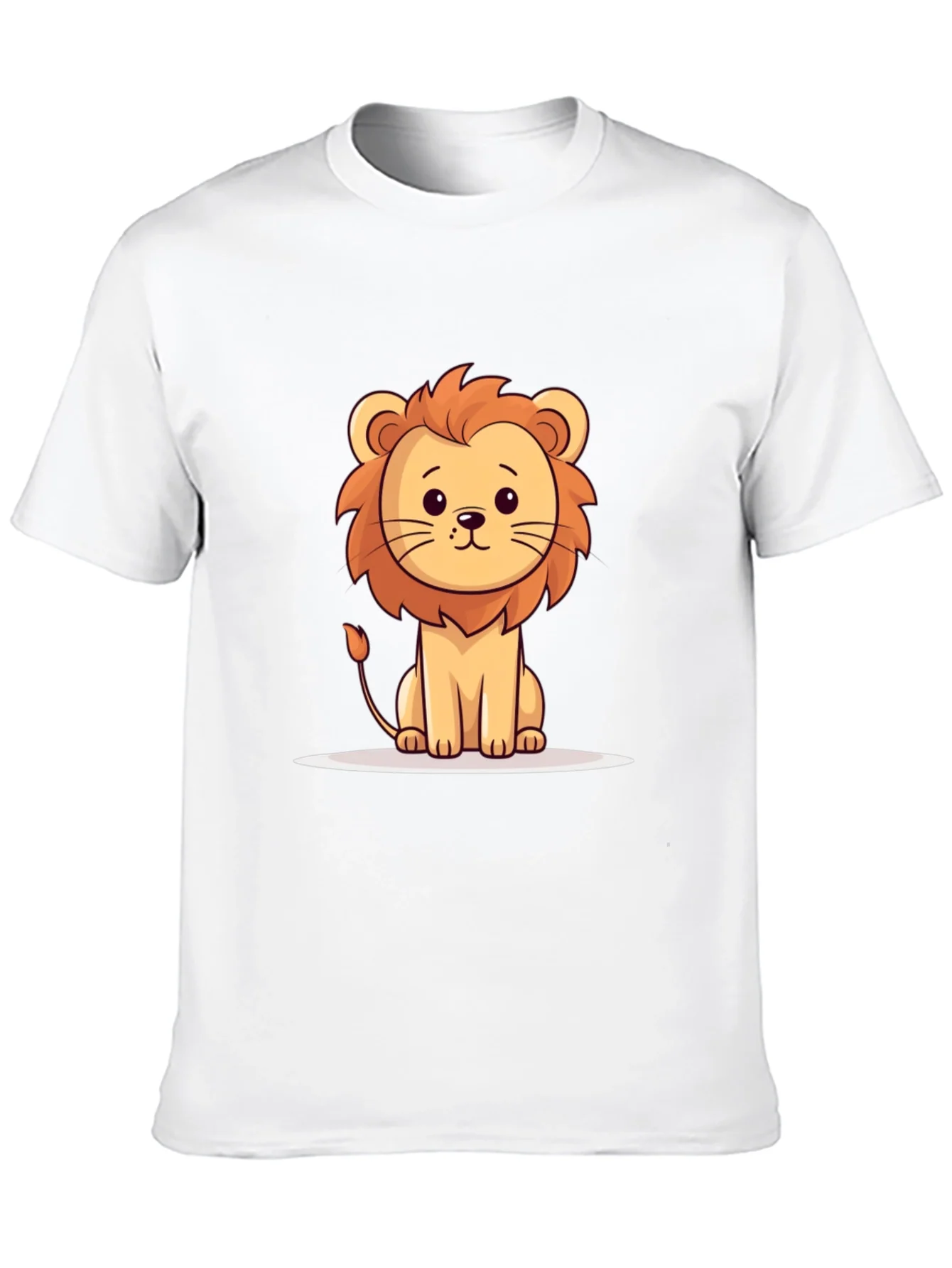Cute Cartoon Lion Black T-Shirt