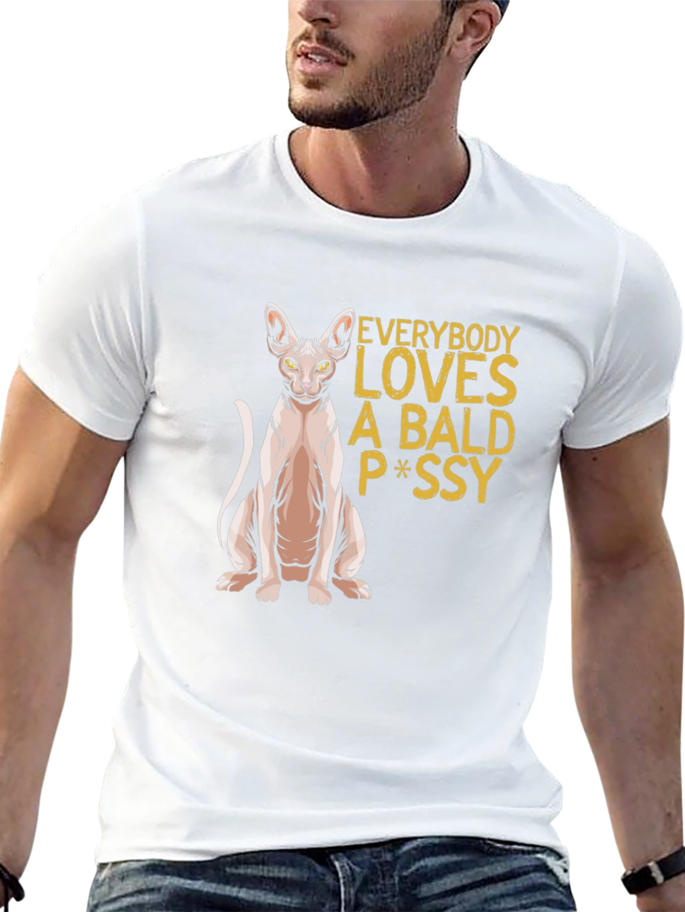 Bald Cat P*ssy T-Shirt - Funny Novelty Tee