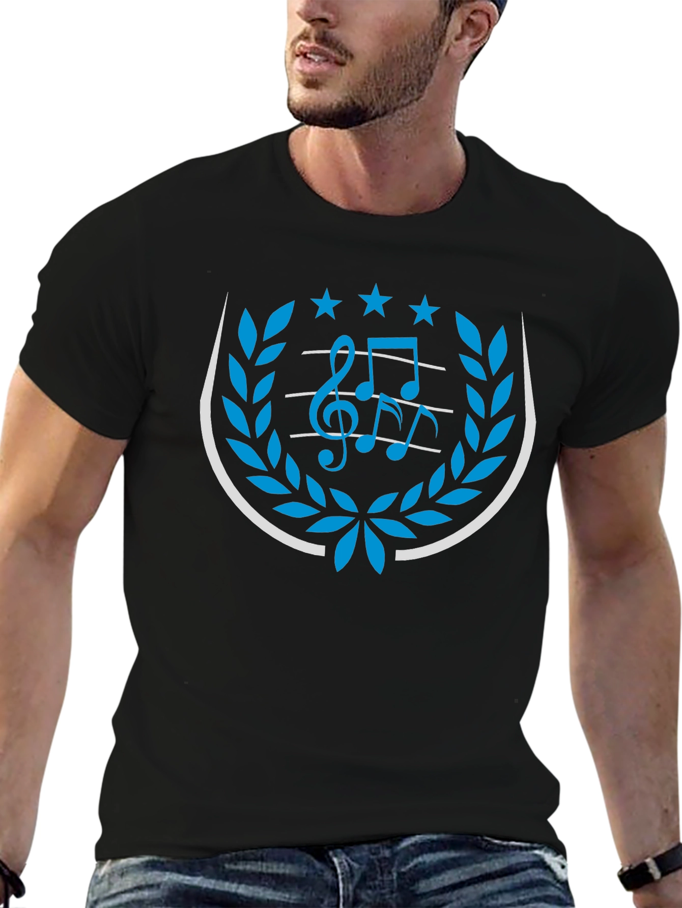 Musical Notes Graphic Tee - Black T-Shirt