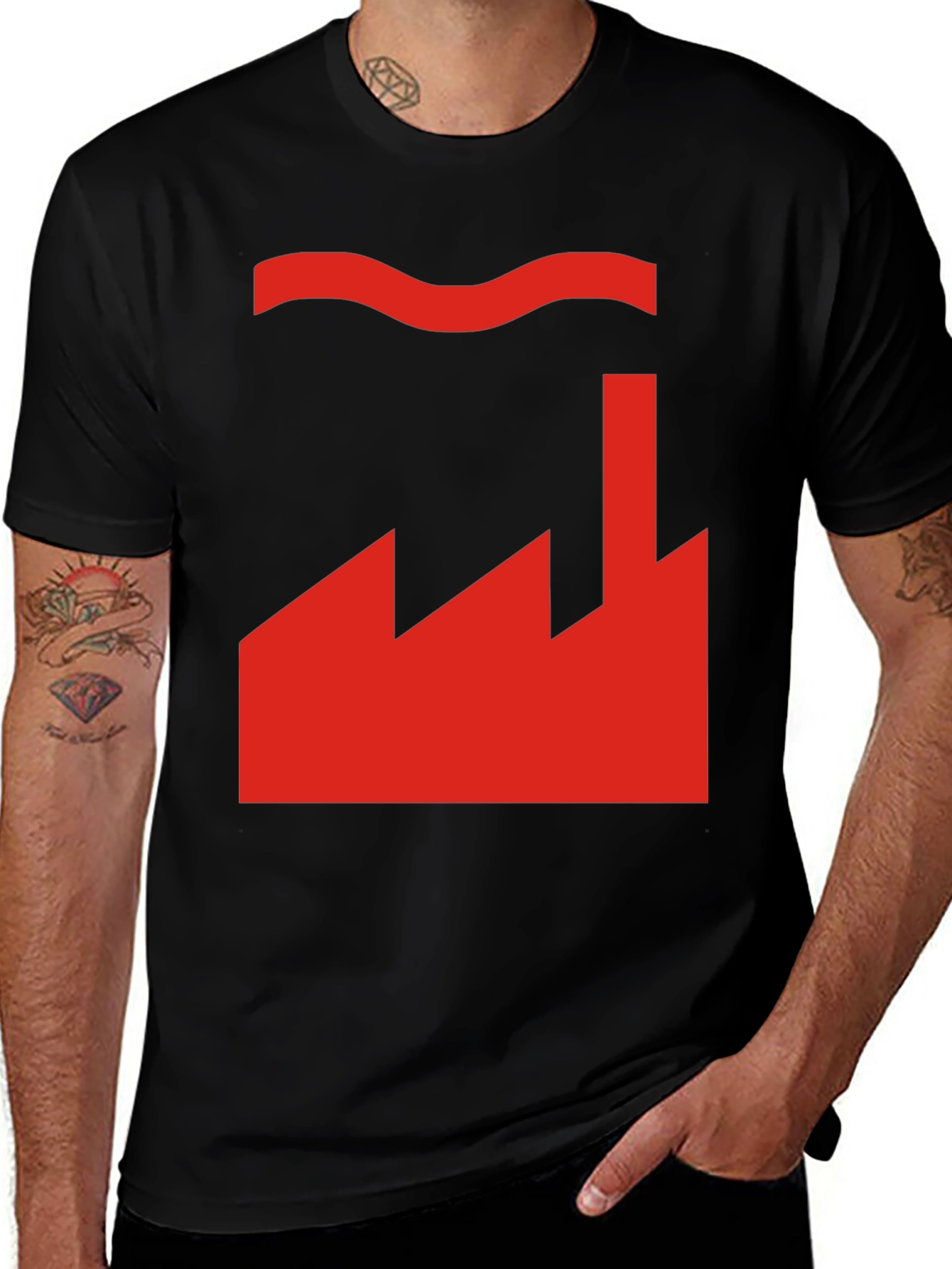 Factory Design Graphic T-Shirt - Black