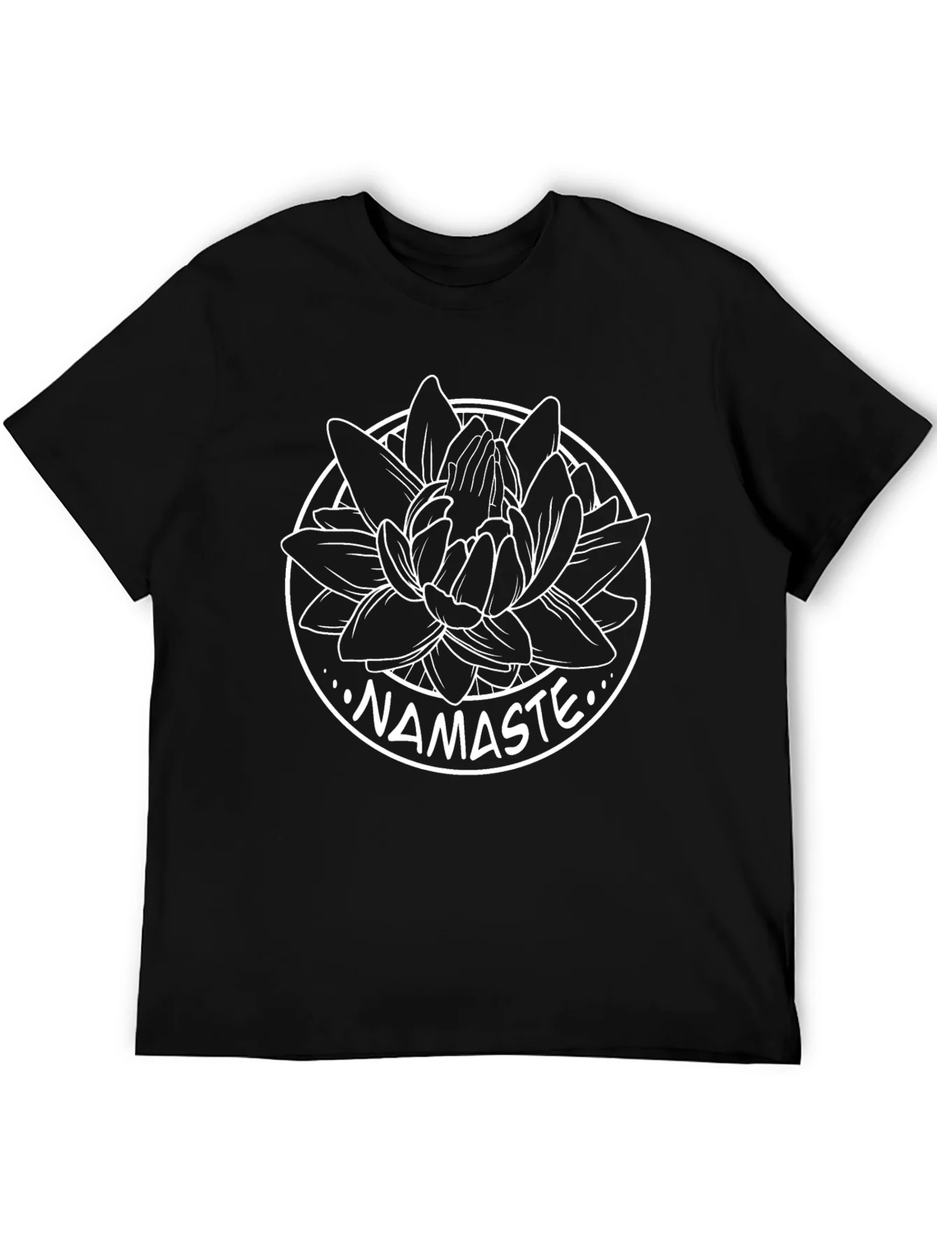 Namaste Lotus Flower Graphic T-Shirt - Black