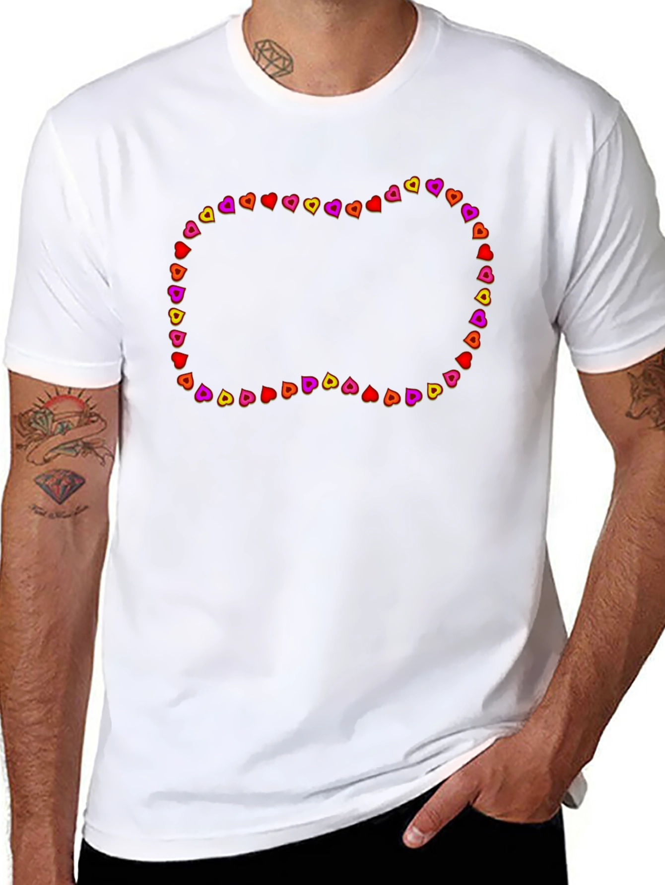 Heart Border Black T-Shirt