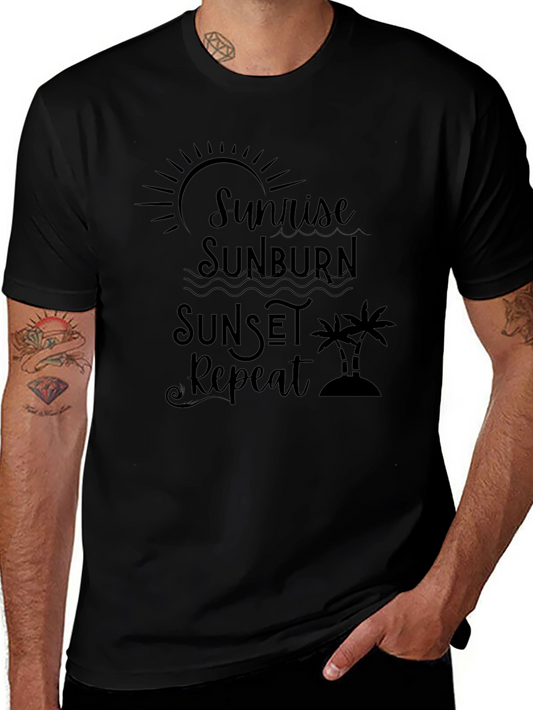 Sunrise Sunburn Sunset Repeat Black Tee