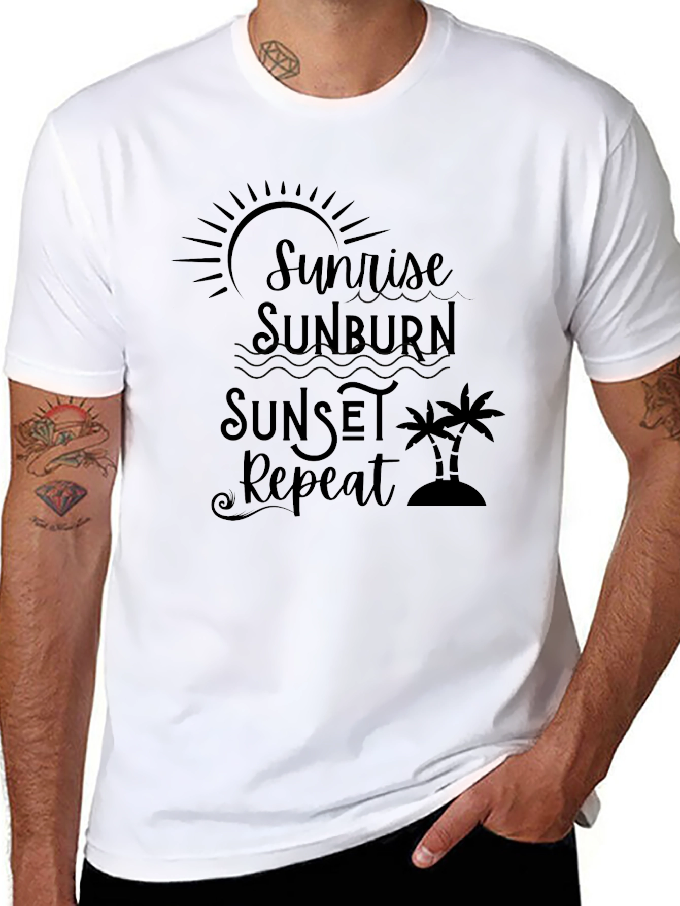 Sunrise Sunburn Sunset Repeat Black Tee